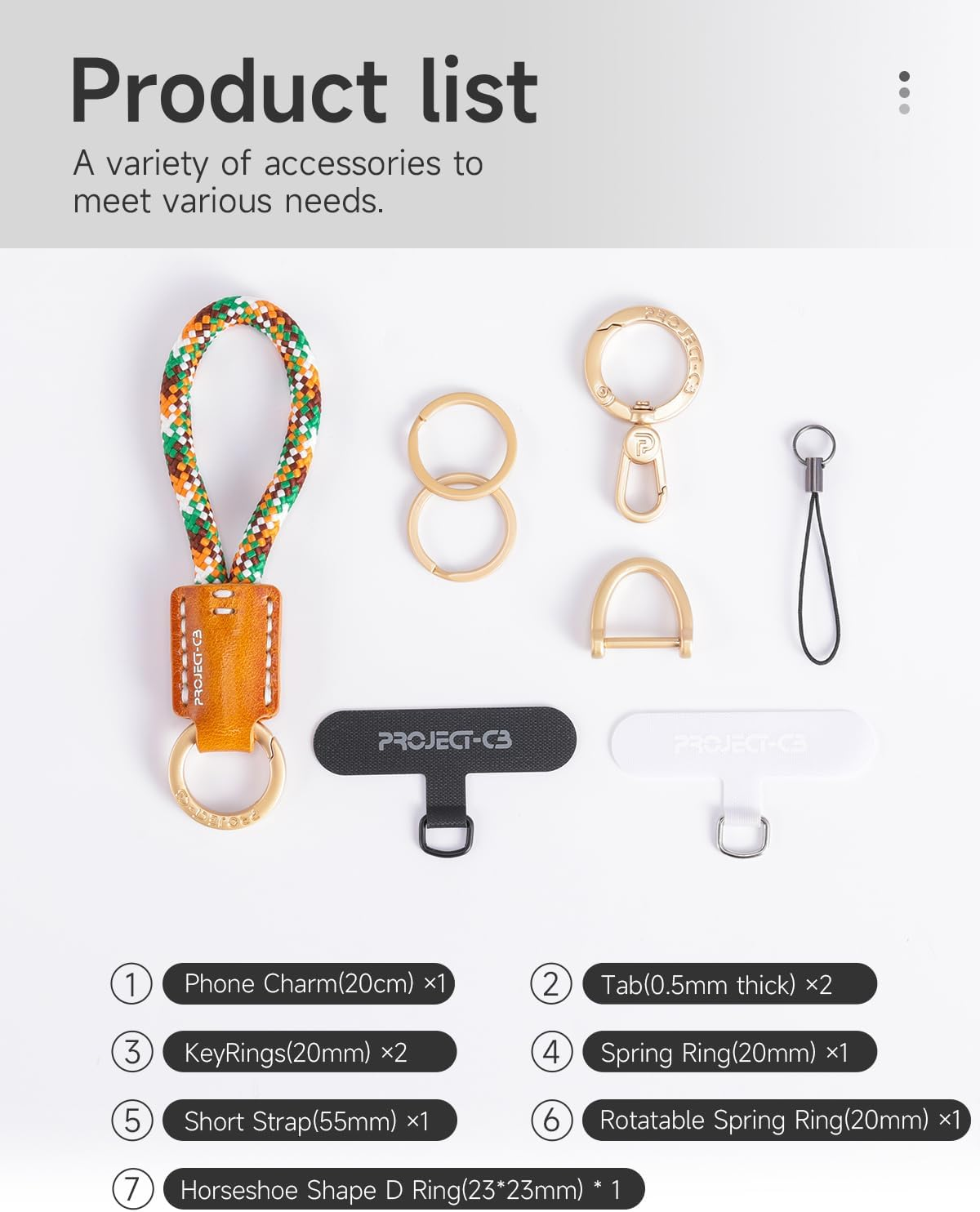 Project-Cb Phone Finger Ring Strap 1,Phone Tether Tab 2,Phone Lanyard,Phone Strap,Key Chain,Key Ring 2,Charms for Phone Case,Phone Accessories image number 4