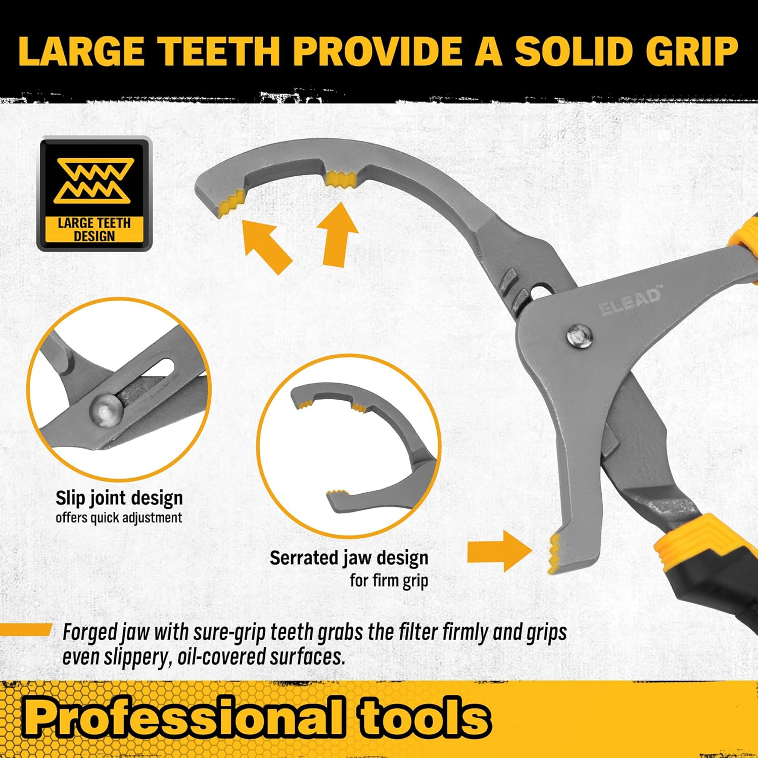 ELEAD Adjustable Oil Filter Wrench Set - 9" & 12" Oil Filter Pliers Oil Filter Removal Tools for Cars, Trucks, Motorcycles - Durable Carbon Steel, Ergonomic Grip, Easy Access Design image number 3