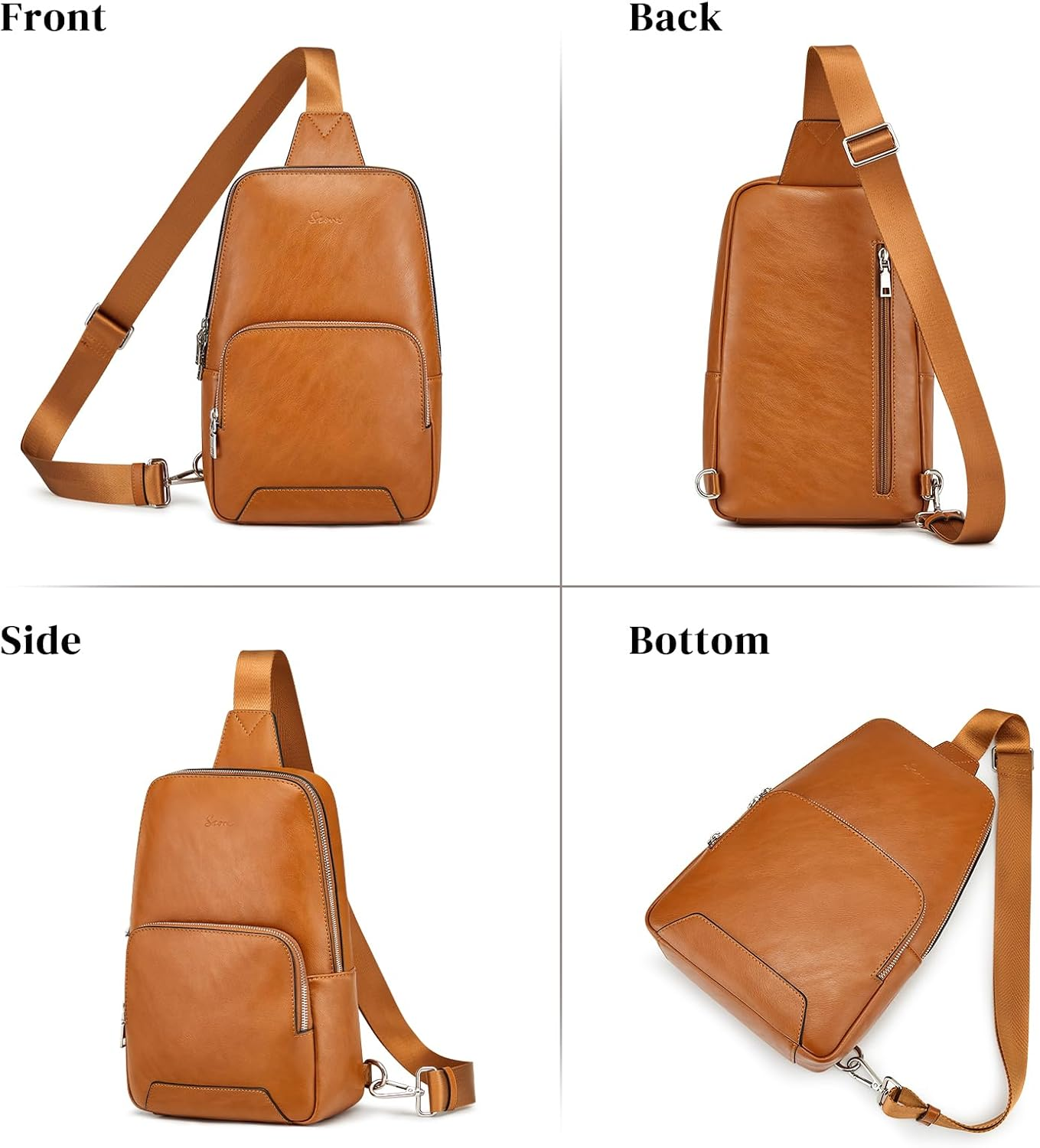 S-ZONE Sling Bag for Women Men RFID Blocking Genuine Leather Crossbody Backpack Sling Purses Fashion Travel Daypack Chest Bags Ladies image number 6