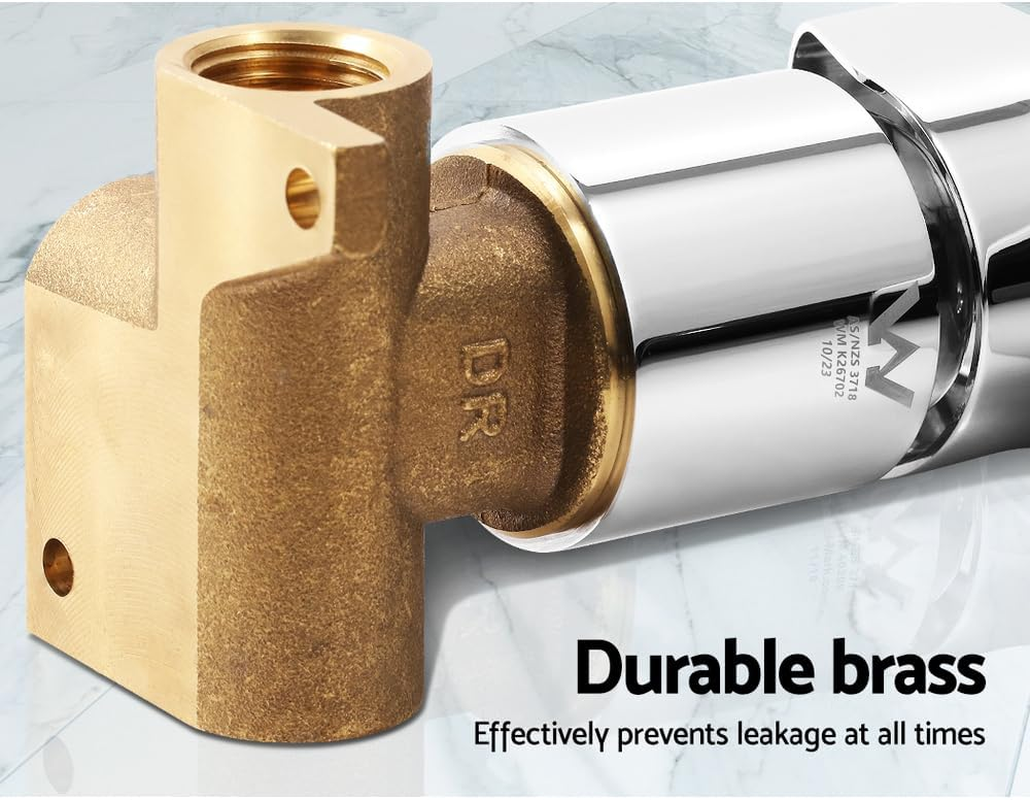 Cefito Shower Tap, Square Mixer Showers Faucet Head Showerhead Tap Bath Accessories Bathroom Toilet Set Kitchen Fixtures Wall, Leak-Resistant Solid Brass Body Silver image number 2