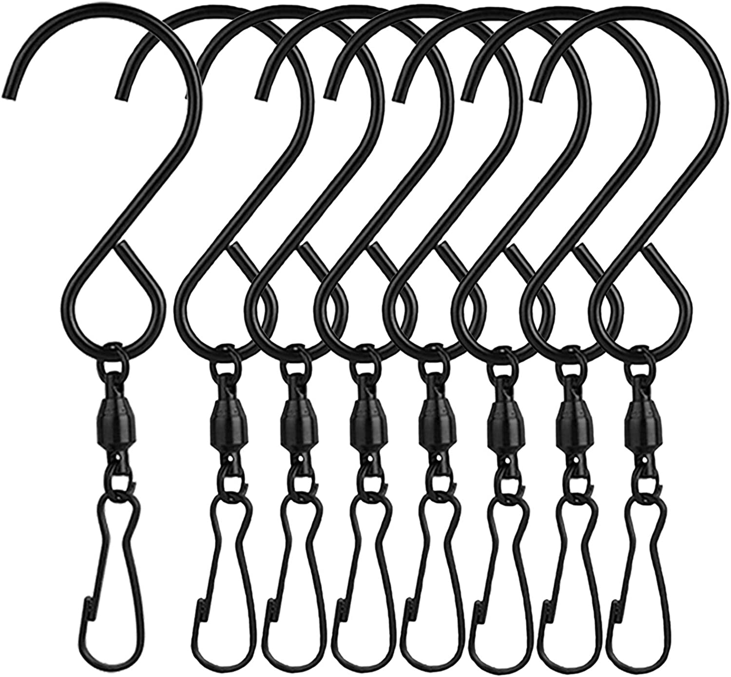 AMZSEVEN 8 Pack Swivel Hooks Clips for Hanging Wind Spinners, Wind Chimes, Bird Feeder, Crystal Twisters Party Supplies （Silver）