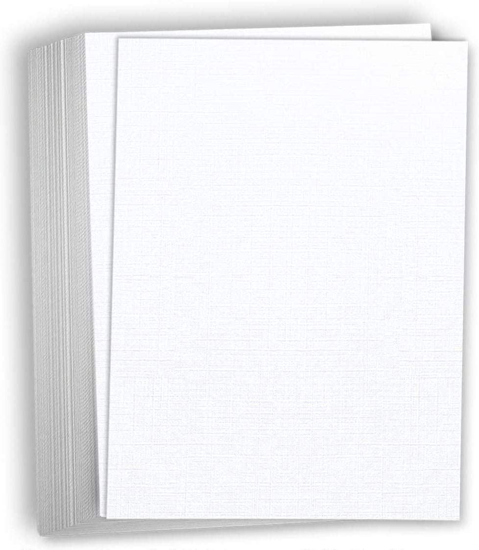 Hamilco White Resume Linen Textured Cardstock Paper - 8 1/2 X 11 Thick Heavy Weight 80 Lb Cover Card Stock for Printer Bright White image number 3
