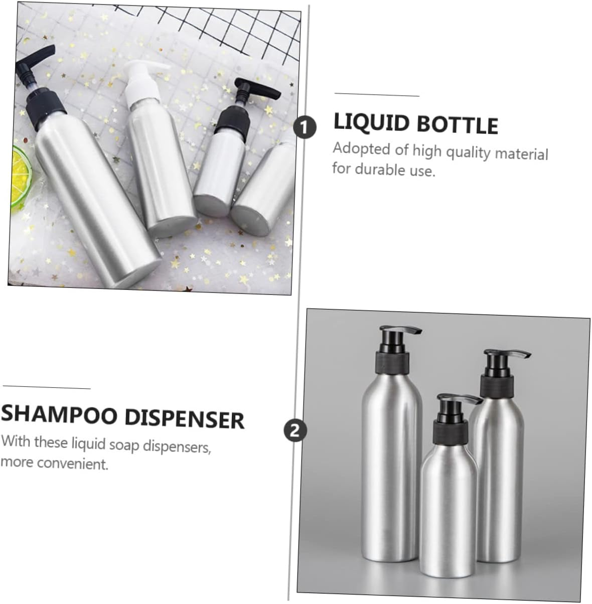 SOLUSTRE 4Pcs Aluminum Bottle Pump Head for Shampoo Bottle Liquid Dispenser for Bathroom Travel Use image number 4
