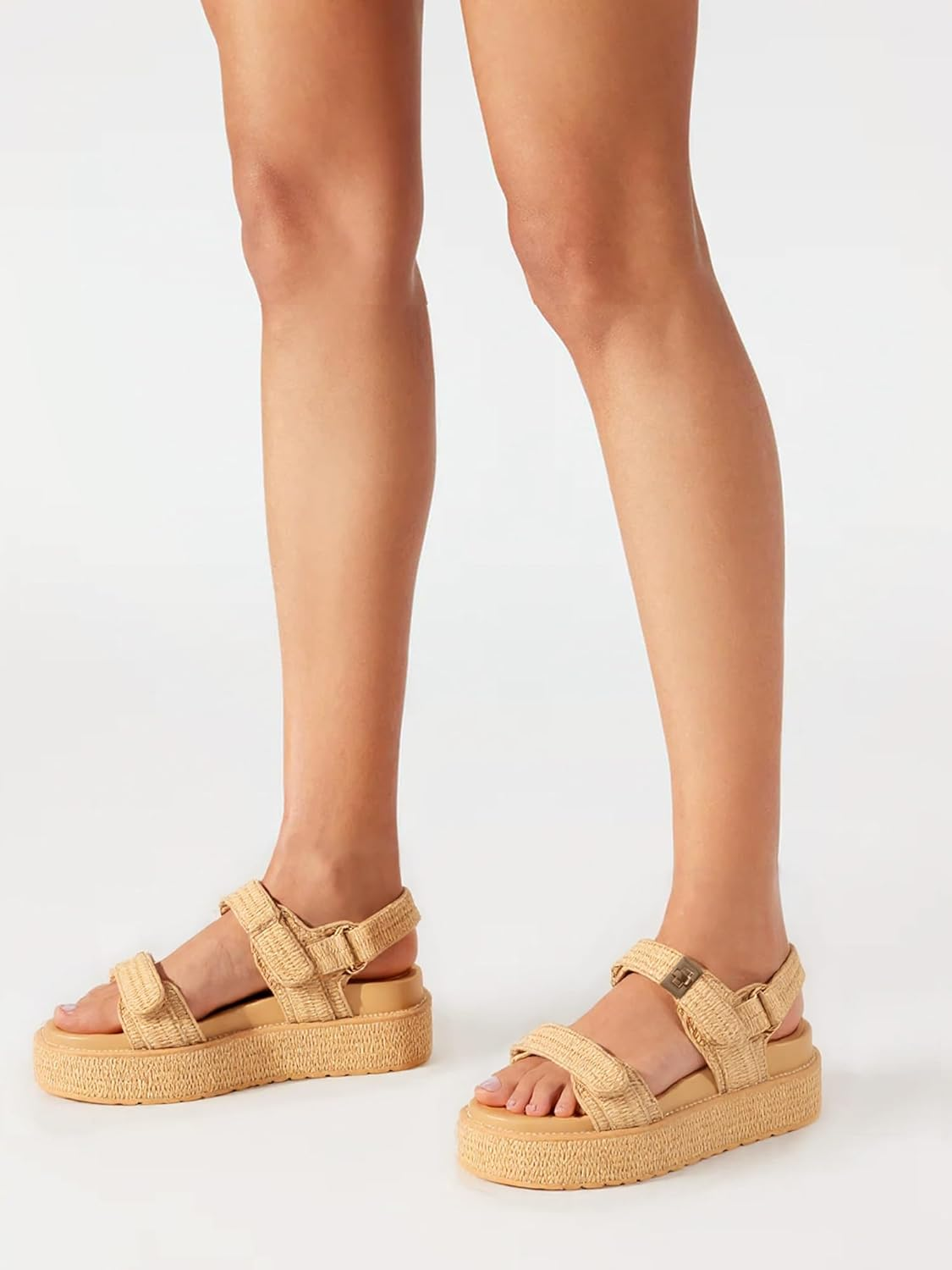 VARECOLA Slip on Espadrilles Wedge Platform Sandals for Women Clear Strap Slide Heeled Sandals Beach Summer Mule Sandals image number 2