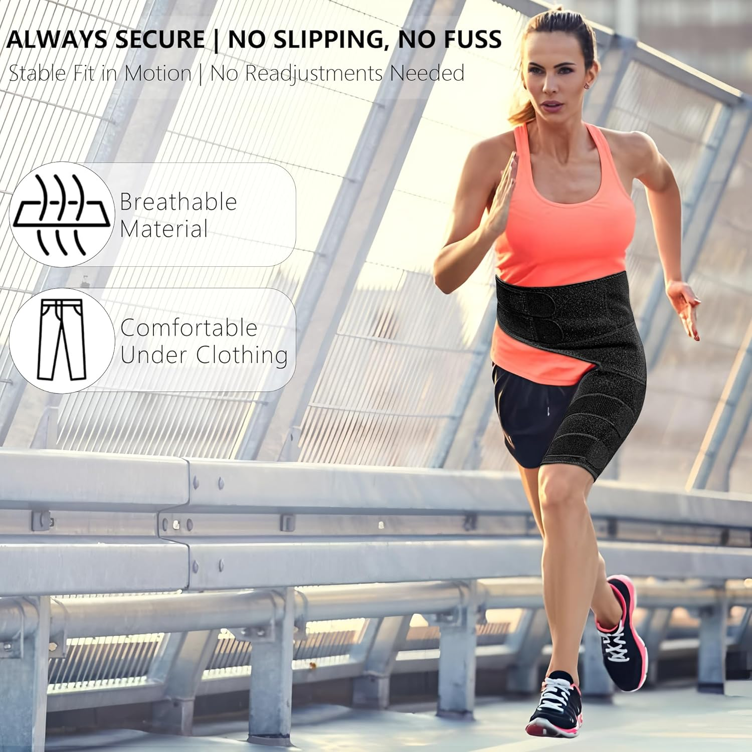 LAFUYSO Hip Brace with Double Strap Support for Sciatica, Lower Back Pain, Thigh & SI Joint Compression - Adjustable Wrap for Men & Women image number 5