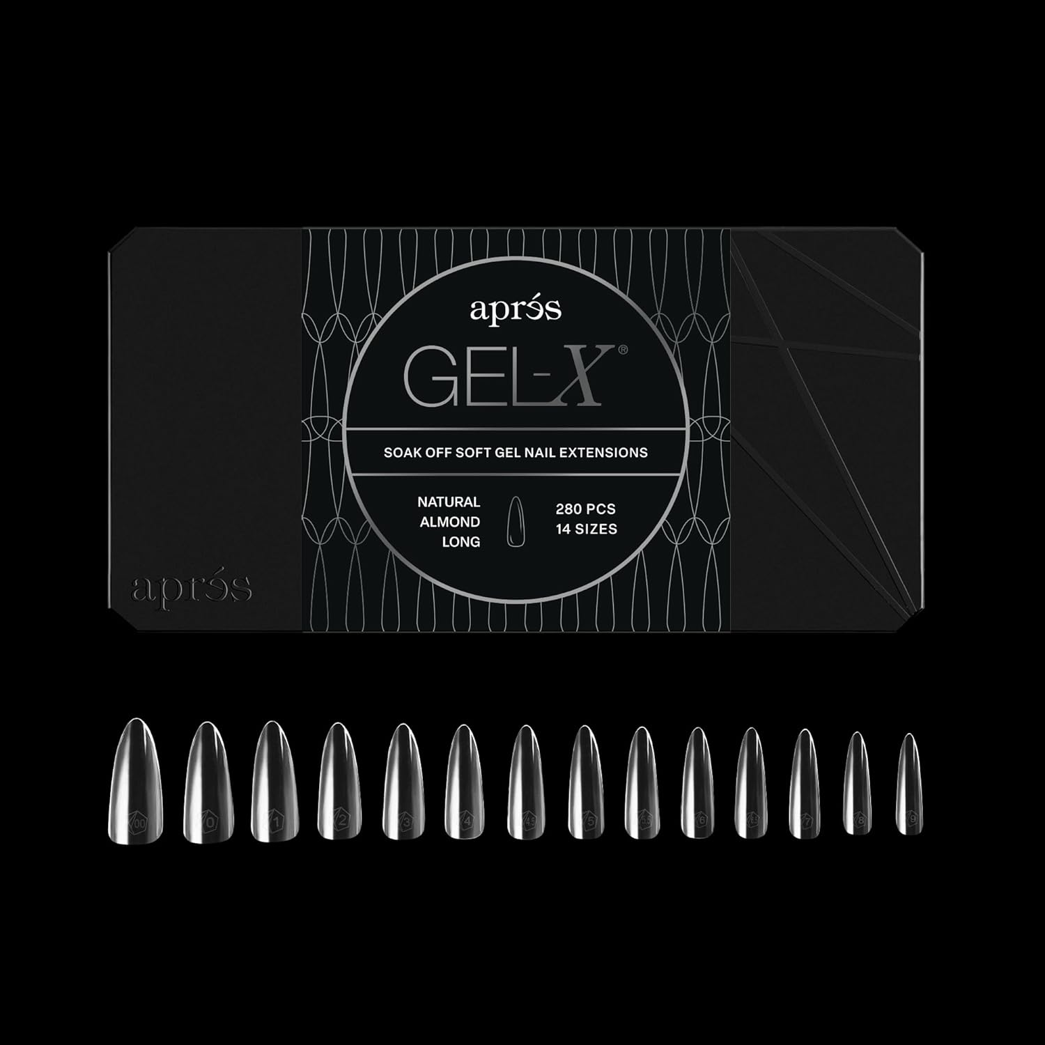 Apr&eacute;s Gel-X&reg; Almond Box of Nail Tips | 280 Gel-X Tips, Soft Tips, 14 Sizes 00-9 | Half-Sizes Included (Natural Almond Short, 280 Count)