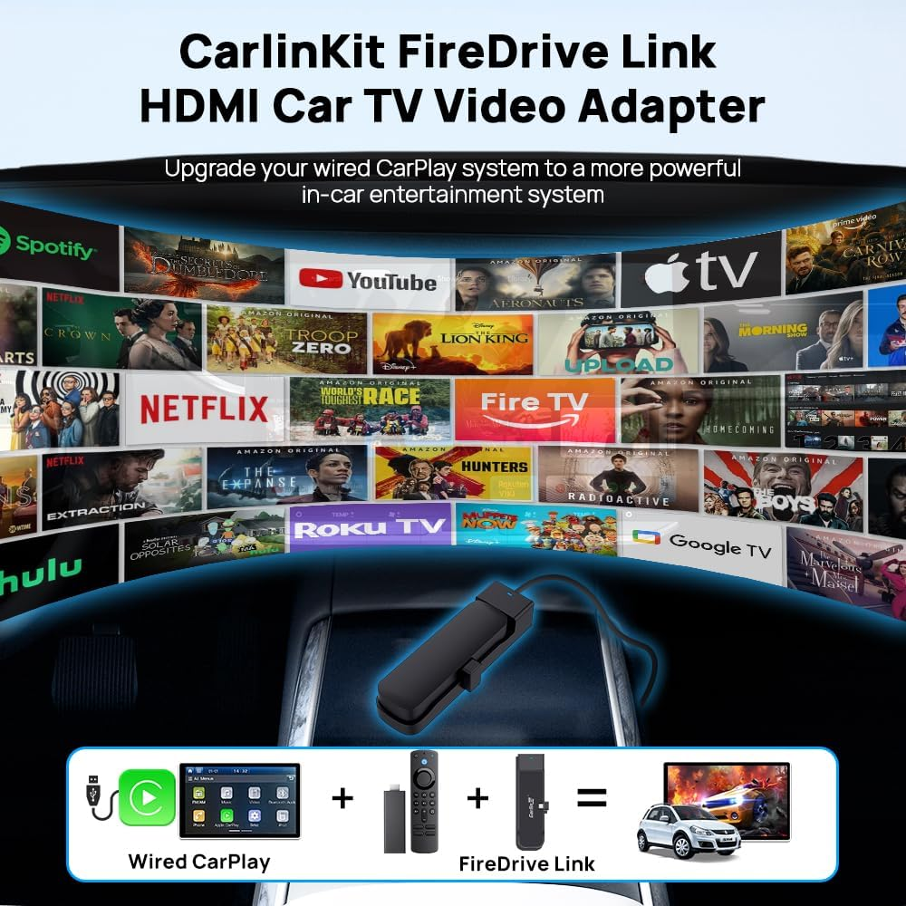Carlinkit 2025 Firedrive Link, Car TV HDMI Adapter, Car TV Mate, Car Hdml Multimedia Adapter Design for TV Stick, Convert Wired Carplay to HDMI for TV Stick Streaming, Only Fit for OEM Carplay Cars image number 2
