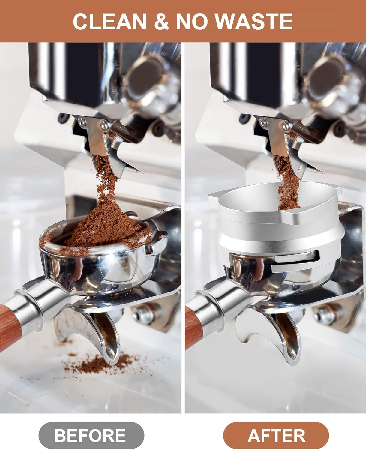 Vomika 54Mm Coffee Dosing Funnel, Hands-Free Aluminum Dosing Ring & 53.5Mm Stainless Steel Puck Screen, Espresso Accessories Suitable for 54Mm Breville Barista Portafilters, with Grinding Trigger image number 1