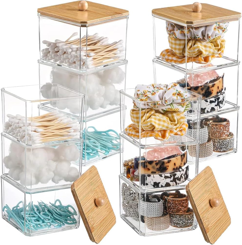 HYAVIA 4 Set Hair Accessories Organizer &ndash; Stackable Hair Tie & Scrunchie Holder, Bathroom Storage Containers for Headbands, Bows, Makeup, Cotton Swabs, 3 Layer Travel Organizer Box image number 4