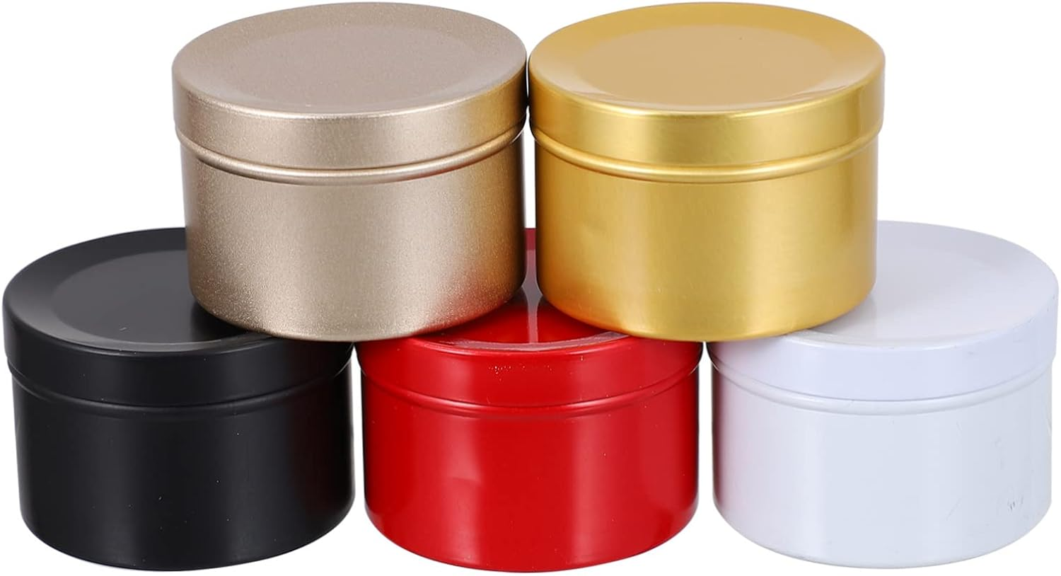 AUTSUPPL DIY Craft Project Essential 5Pcs Metal Canisters for Candle Christmas Treats Cream Dry Goods Storage image number 2