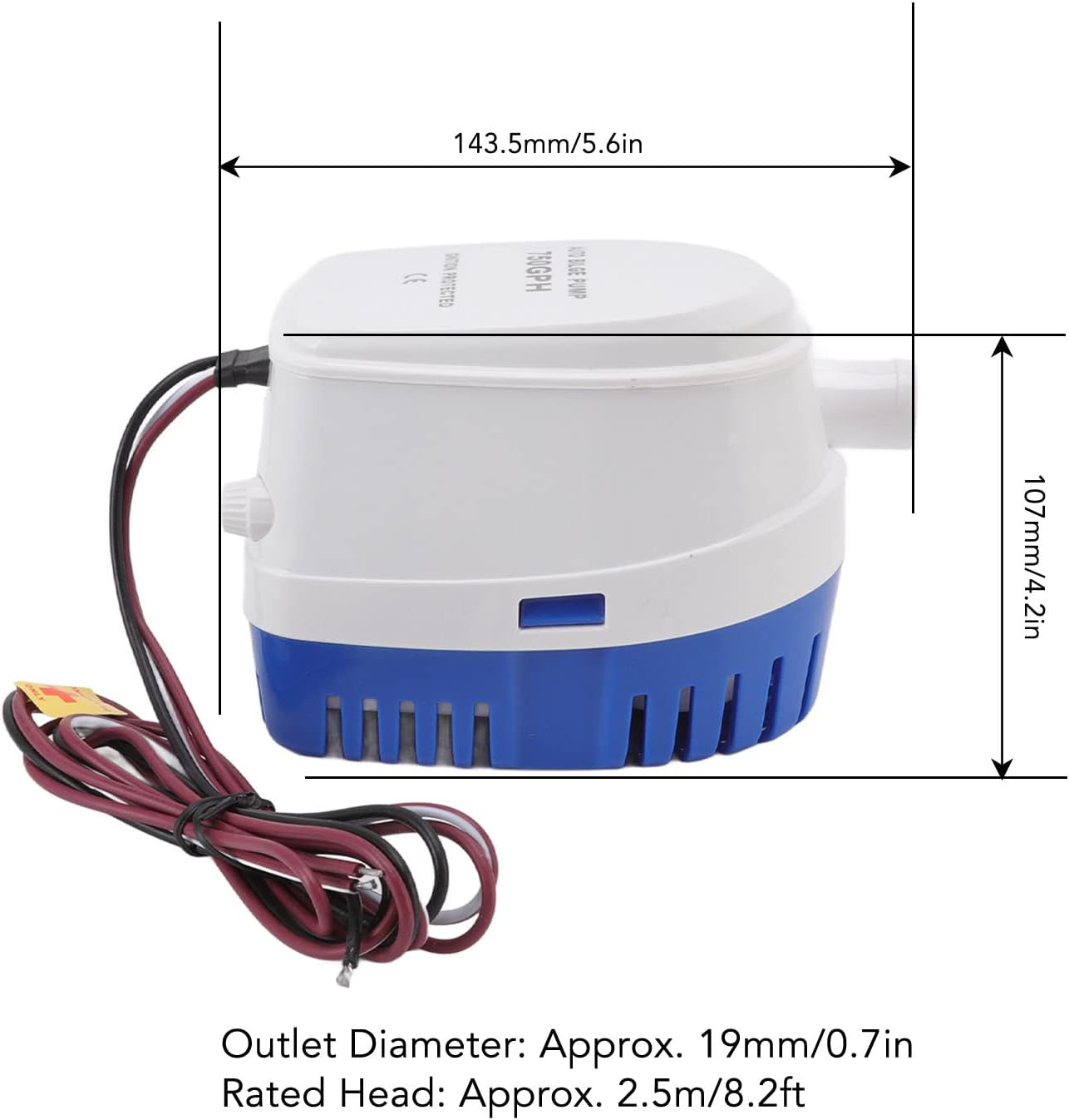 DC Submersible Water Pump, Automatic Submersible Boat Bilge Water Pump with Float Switch, Small Size, Span Integrated Multifunctional, Marine Electric Bilge Pump for Aquariums (12V) image number 1