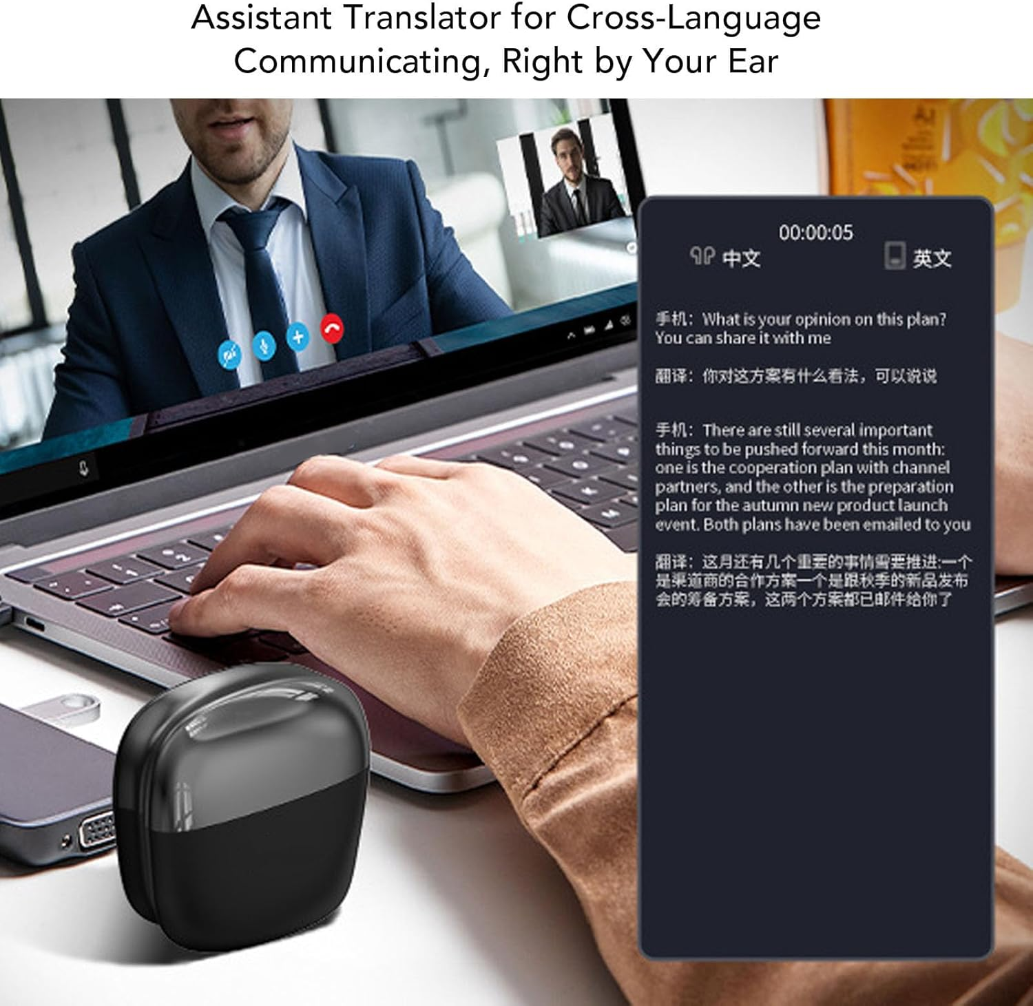 Sorandy AI Translation Earbuds, Real Time Language Translator Supports Languages, AI Music, Text to Image, Headphones for Travel Business​ image number 6