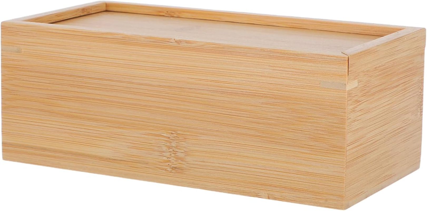 Homoyoyo Storage Box with Sliding Lid Unfinished Decorative Keepsake Box for Desk Organization Bamboo Storage for Office Supplies and Accessories image number 2