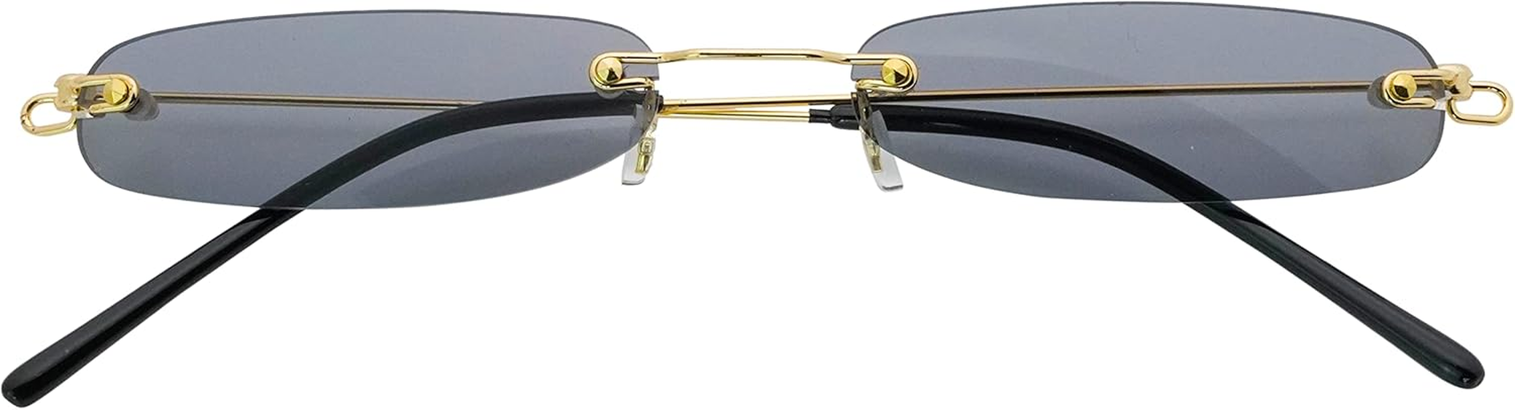 Retro Narrow Small Sunglasses Clear Colored Lens Fashion Rimless Rectangle Sunglasses image number 5