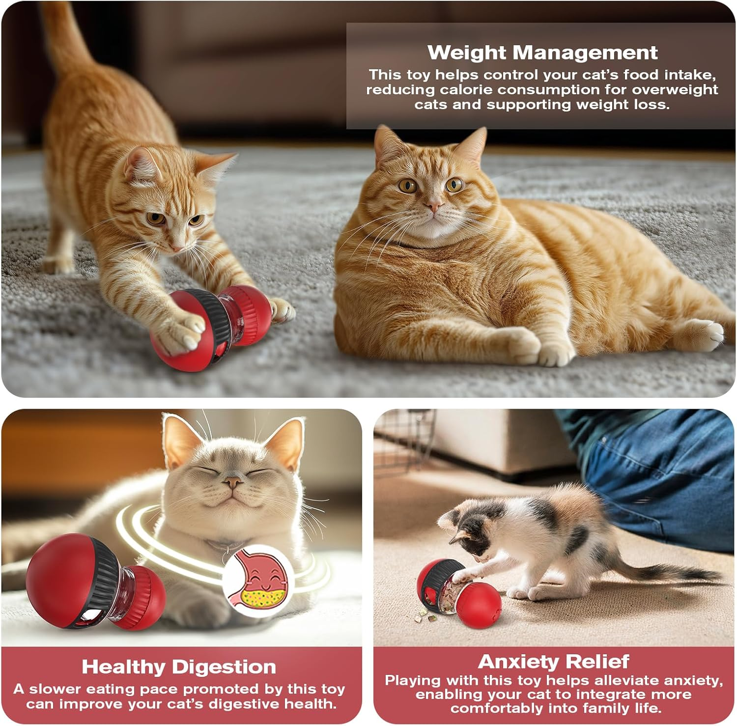 Ruiday Cat Ball Feeder Toy, Cats Food Dispenser, Cat Treat Toy with Sparrow Calls, Cats and Dog Puzzle Toys, for Indoor Training Brain Stimulation Toys image number 1