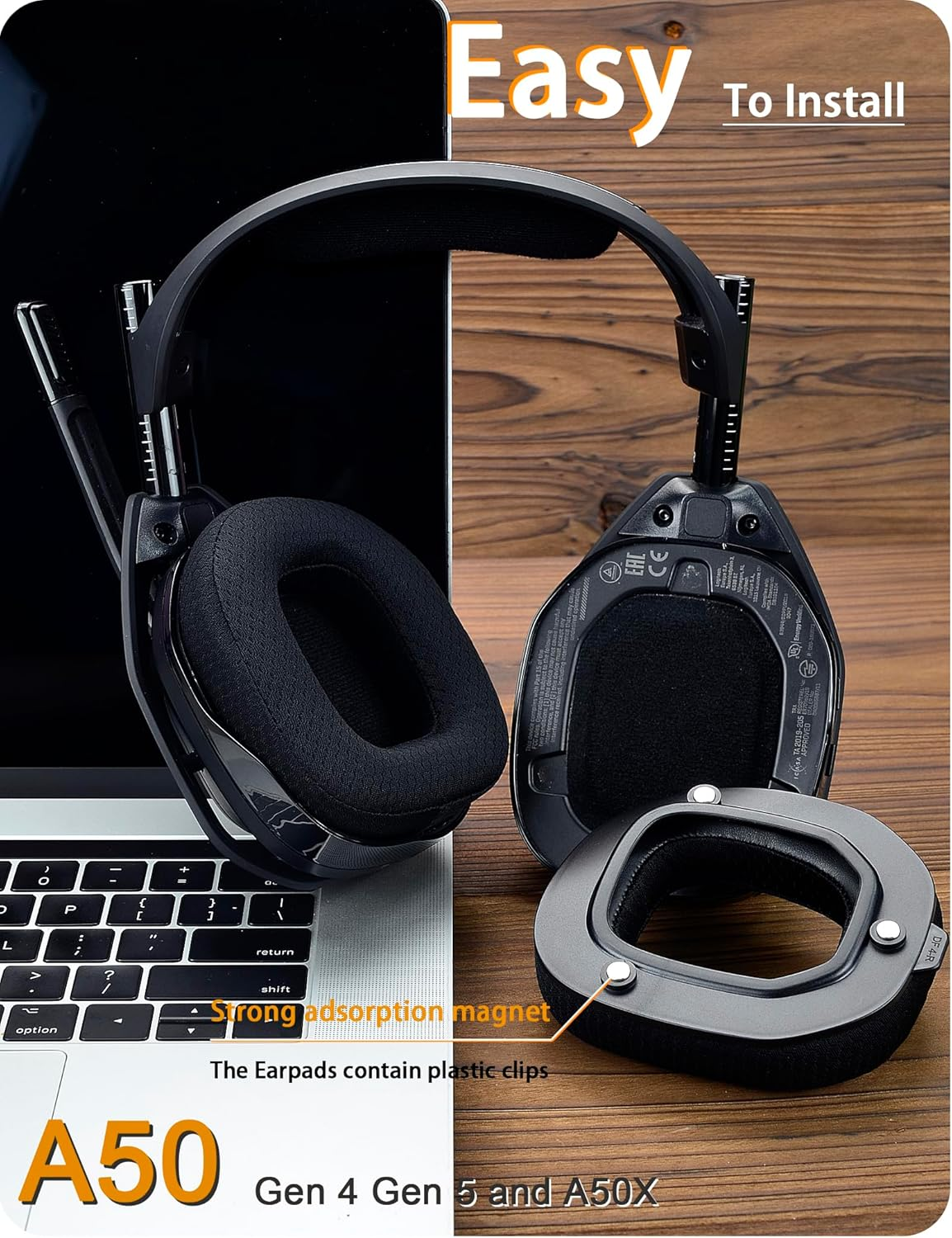 A50 Gen 4 Mod Kit - Defean Replacement Earpads and Headband Compatible with Astro A50 Gen 4 Headset,Ear Cushions, Upgrade High-Density Noise Cancelling Foam, Added Thickness (Black Breathable Fabric) image number 1