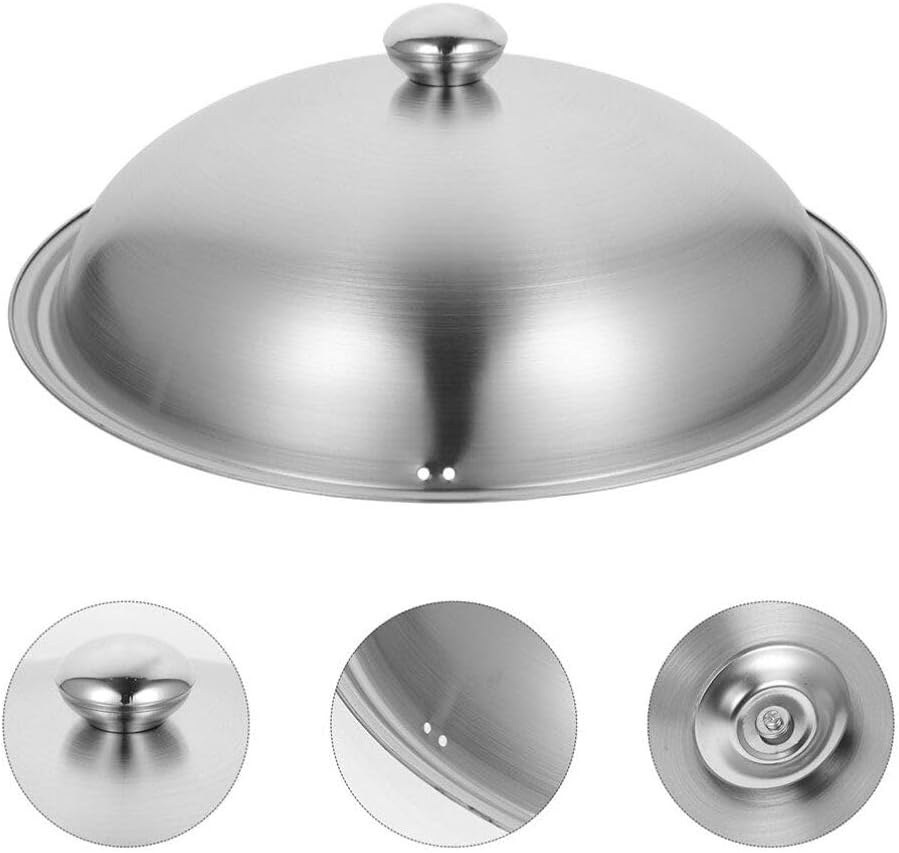 Luxshiny 12.6 Inch Stainless Steel Pot Lid Universal Pan Cover with Anti-Scald Handle for Wok Steamer Stockpot Kitchen Supplies image number 4