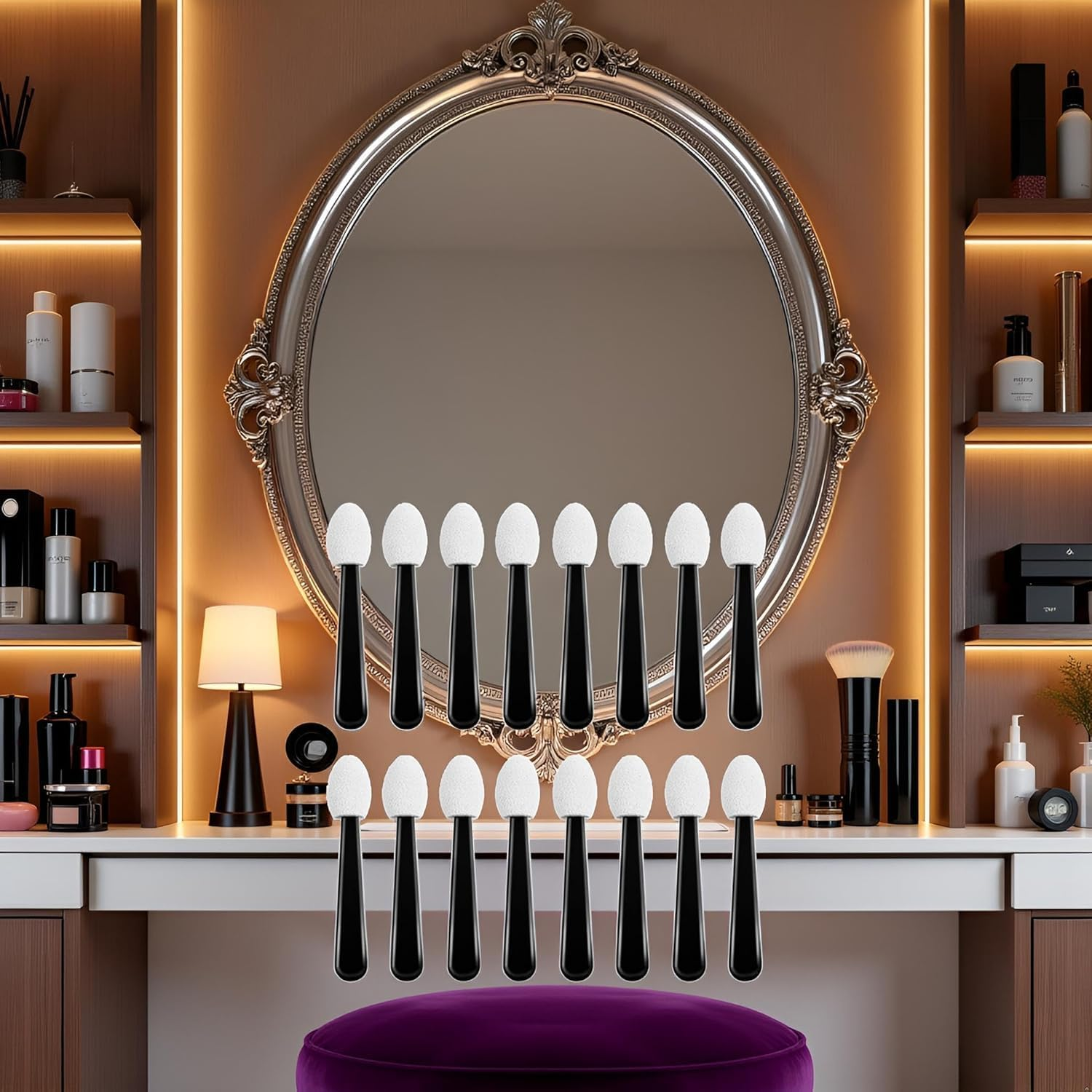 100Pcs Black White Small Eyeshadow Applicators Eye Shadow Sponge Applicator Sticks Eye Makeup Applicators Sponge Tip Make up Applicators Eyeshadow Brushes