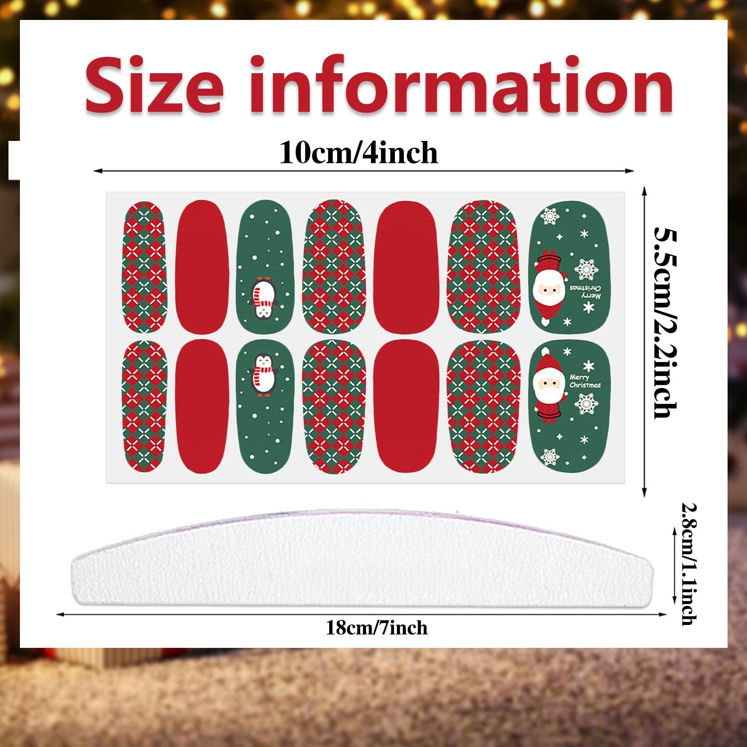 WOKOTO 20 Sheets Christmas Nail Polish Strips Full Nail Wraps for Women Girls Nail Art Stickers Gel Polish Strips Nail Design Stickers Full Nail Stickers for Nails Christmas Holiday Gel Nail Strips image number 5