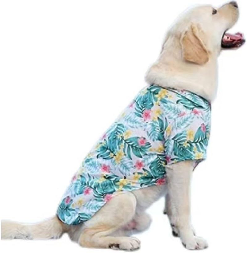 Dog Hawaii Shirts Stylish Hawaiian Themed Pet and Owner Matching Apparel Owner and Pet Shirts Are Sold Separately (Green, S) image number 3