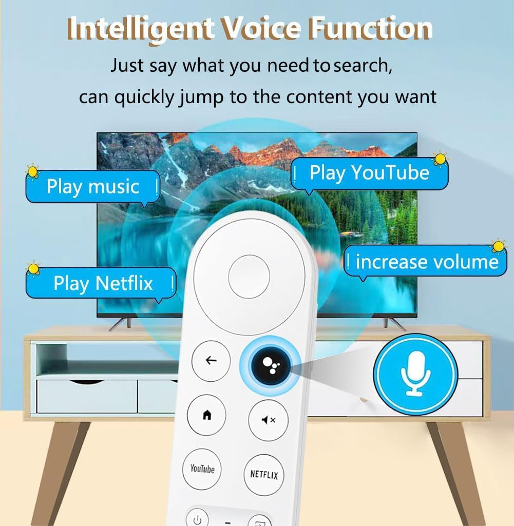 Replacement Voice Remote Control for Google Chromecast 4K Snow/Hd TV Remote Control for G9N9N, GA01409-US, GA01920-US, GA01919-US, GA01923-US, GA02463 image number 1