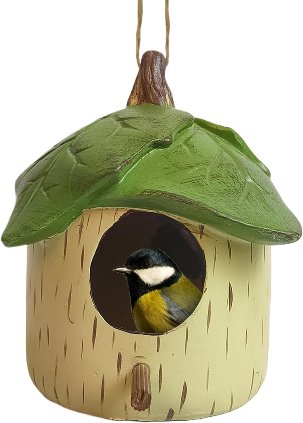 Decorative Bird Houses - Handmade Resin Outdoor Nesting Boxes | Twine Waterproof Sunproof Sheltered Warm Place for Bluebird Hummingbird image number 3