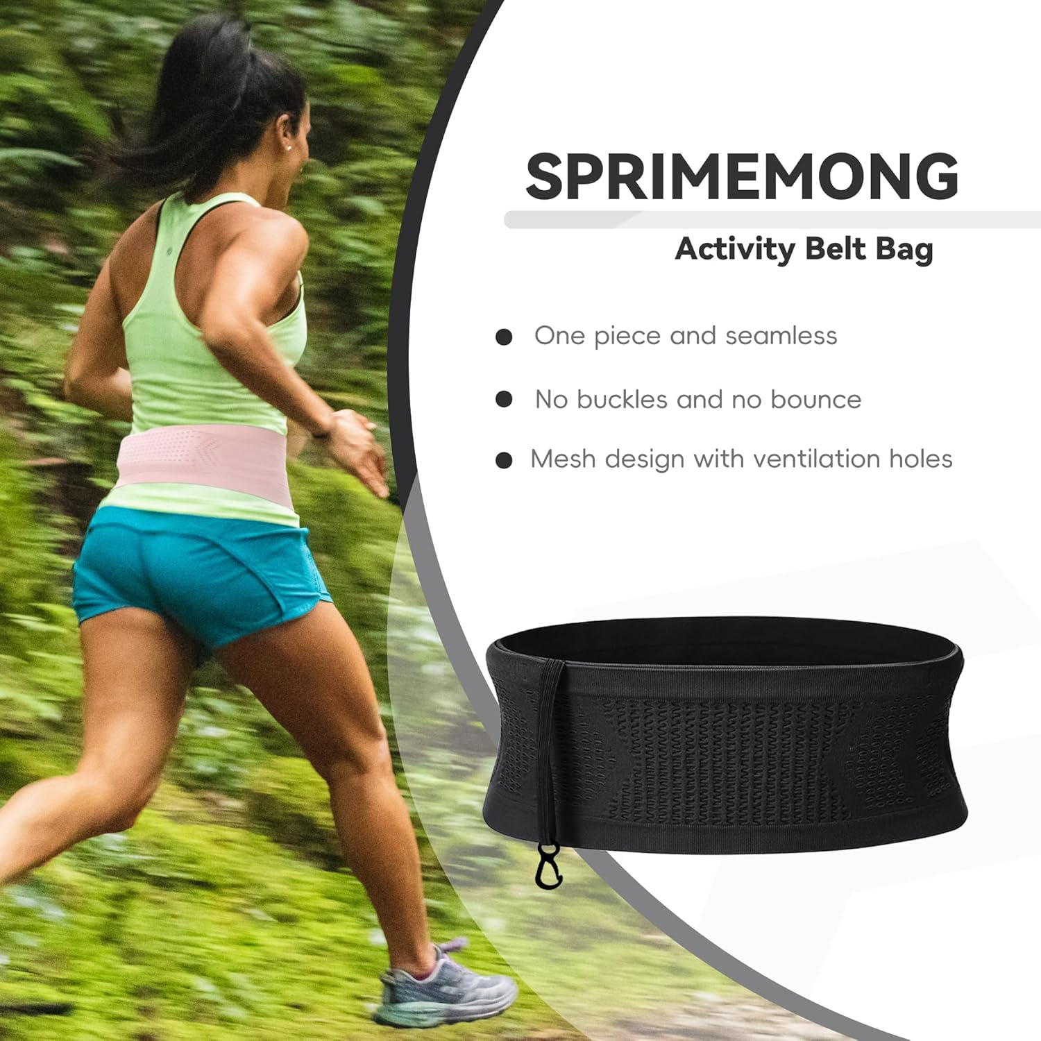 Running Belt, Slim Fanny Pack and Moisture Wicking Wasit Bag for Women and Men, P1-Black, Medium, Belt Fanny Bag image number 2