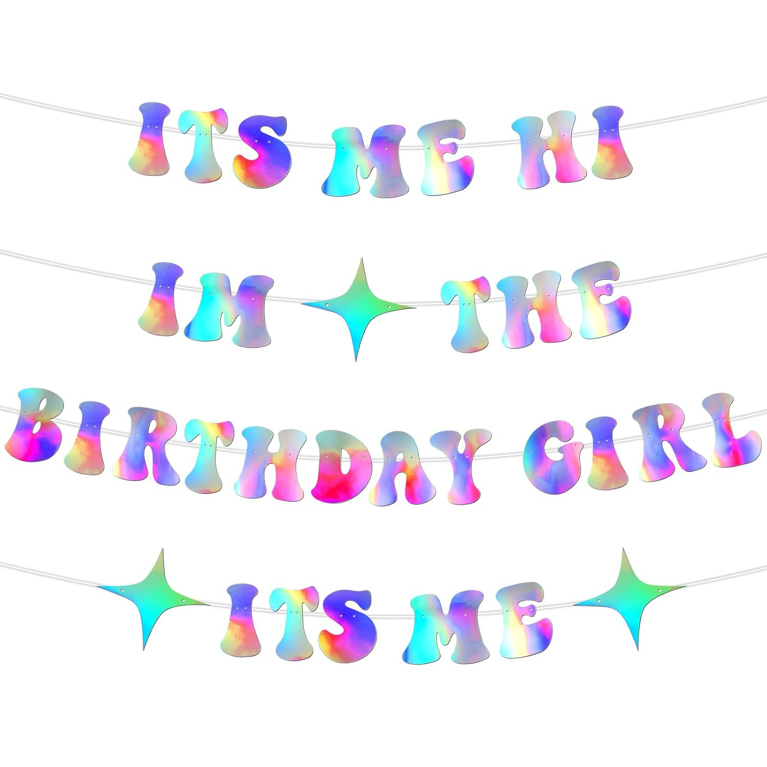 It'S Me Hi I'M the Birthday Girl It'S Me Banner, Shiny Birthday Hanging Garland Sign Girls Birthday Party Decoration Photo Backdrop for Wall Home Mantle (Hot Pink)