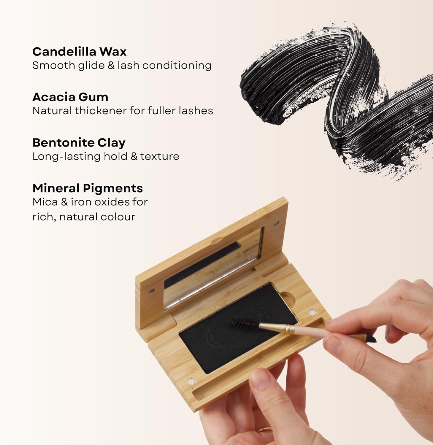 Scoop Whole Beauty Mud Cake Mascara Black, 3 in 1 Volumising Mascara for Lashes Liner Brows, Vegan Cruelty Free, 10G (Midnight Black) image number 4