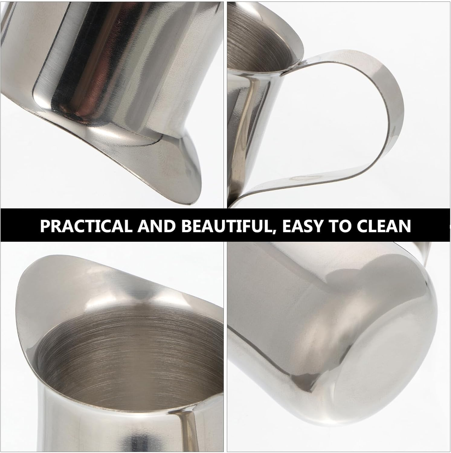 TEHAUX Stainless Steel Milk Pitcher 50Ml Coffee Frothing Cup Sturdy Mocha Creamer Jug for Household Espresso and Latte Art image number 6