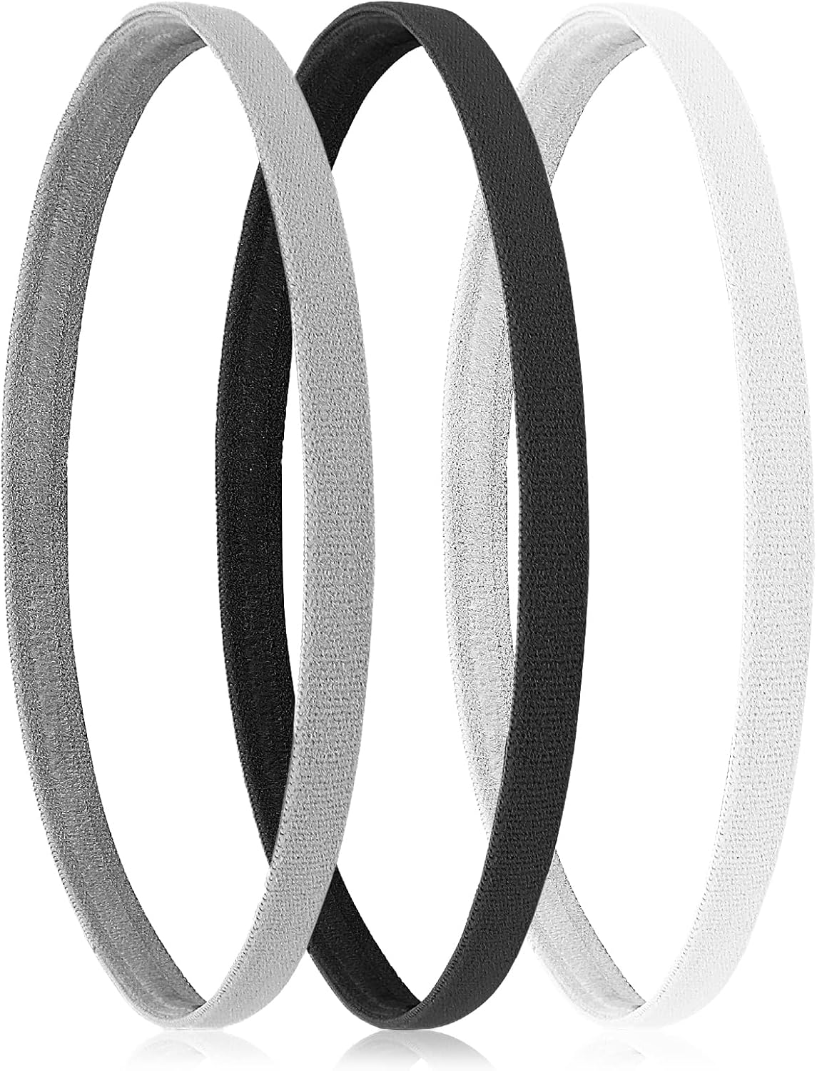 WLLHYF Headbands Hair Bands 3 Pieces Soft Non-Slip Black White Small Ties Thin Hairband Long Elastic Bandana Sports Running Yoga Hairstyling Headwear for Women Men image number 2