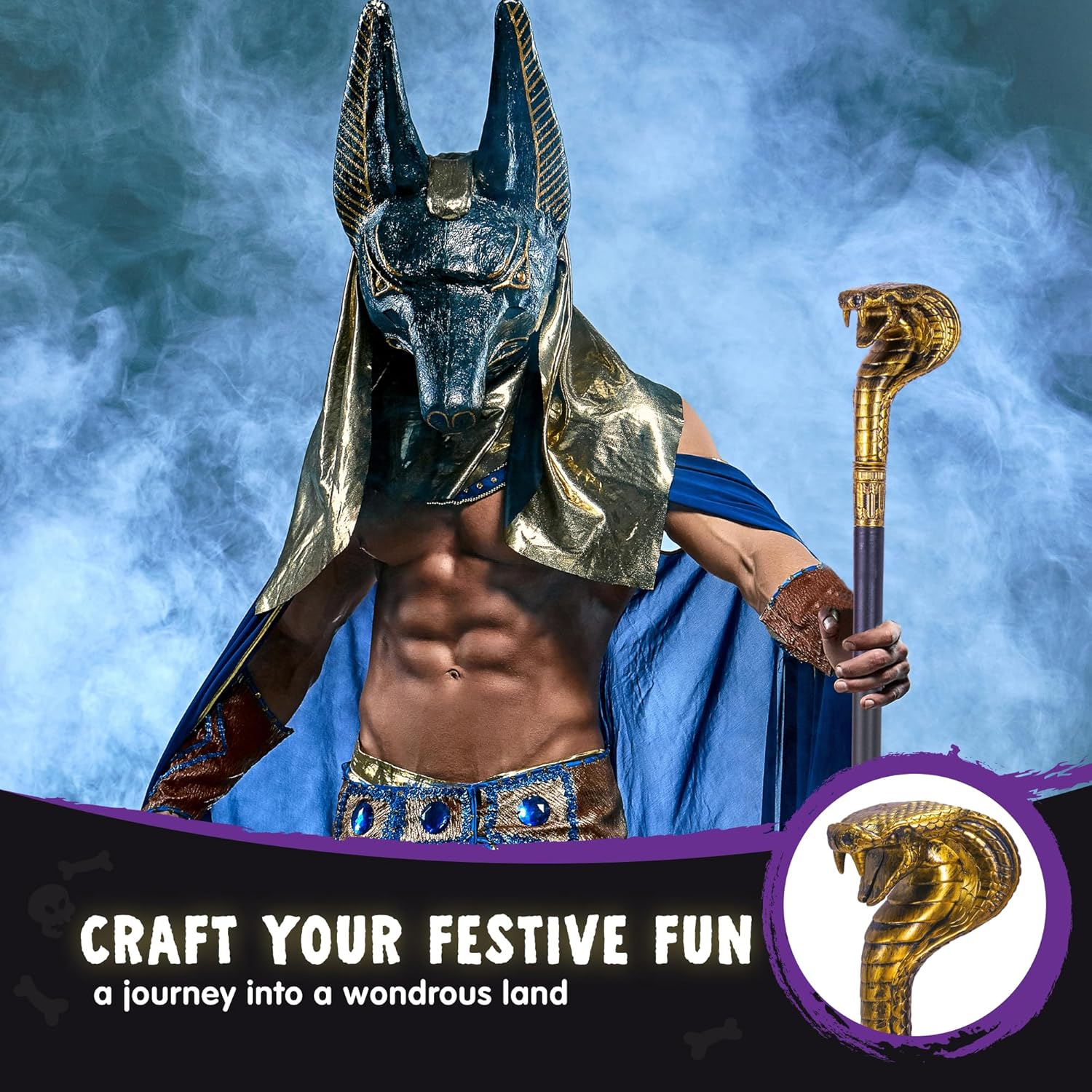 Spooktacular Creations Mystical Pharaoh Accessory Ancient Egyptian Style Staff for Halloween Trick-Or-Treating, Themed Party, Halloween Dress-Up Parties, and Pretend Play Costume Gold image number 5