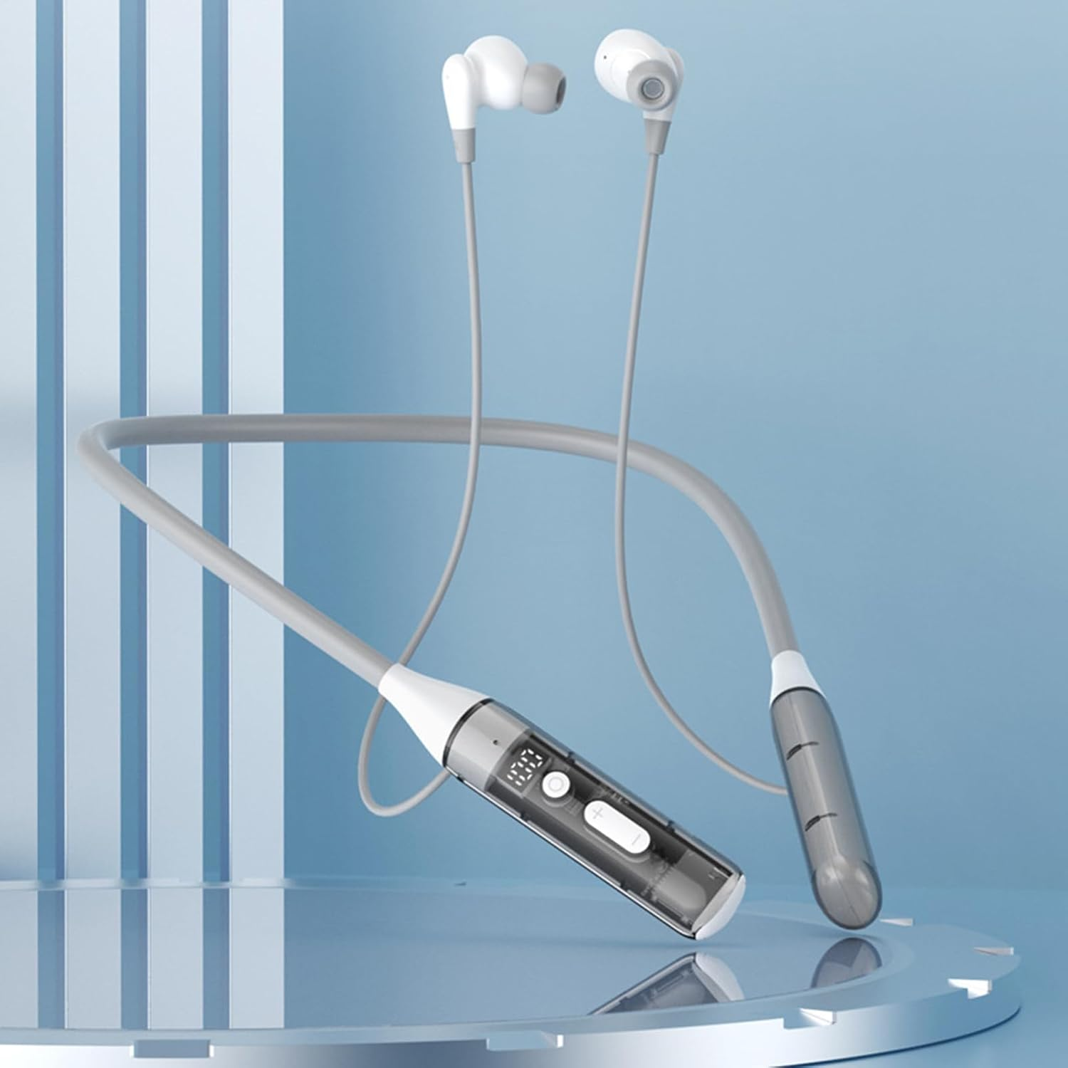 Lisutupode Neckband Earbuds | Wireless In-Ear Headphones - Ergonomic Transparent Headset with Double Microphone Magnetic Earphone for Women Men Outdoor Gym Work Home image number 4