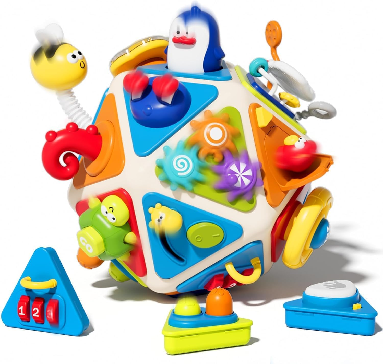 CYZAM 20-In-1 Activity Cube, Montessori Toys for 18M+ Kids Toddlers, Baby Sensory Busy Center with Lights and Music, Infant Educational Development Toys for 1 2 Years Old Boys Girls