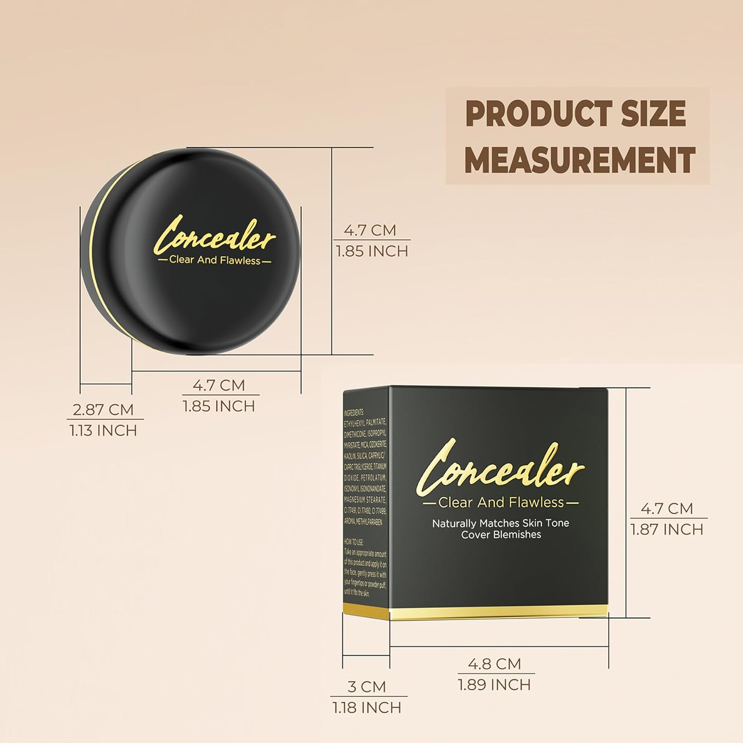 Full Coverage Concealer Cream &ndash; Waterproof Long-Lasting Corrector for Dark Circles, Tattoos, Blemishes & Scars, Lightweight & Natural Finish image number 6