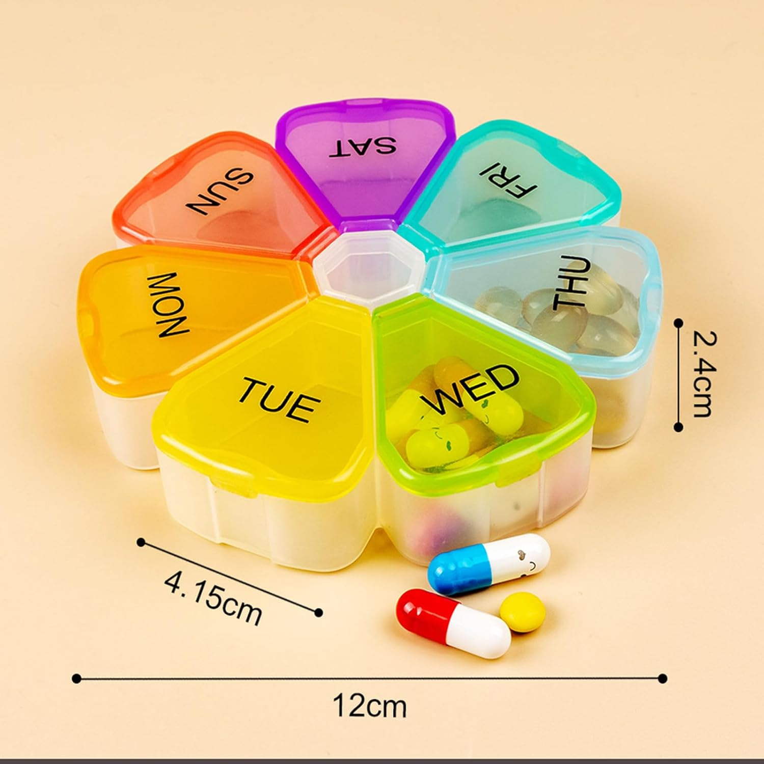 2 Pack 7 Day Portable Pill Box with Large Compartment, Weekly Pill Box Organizer Easy to Open, Travel 7 Day Pill Box Case, Pillbox Dispenser Reminder Containers for Vitamins Fish Oil Medication (White) image number 1