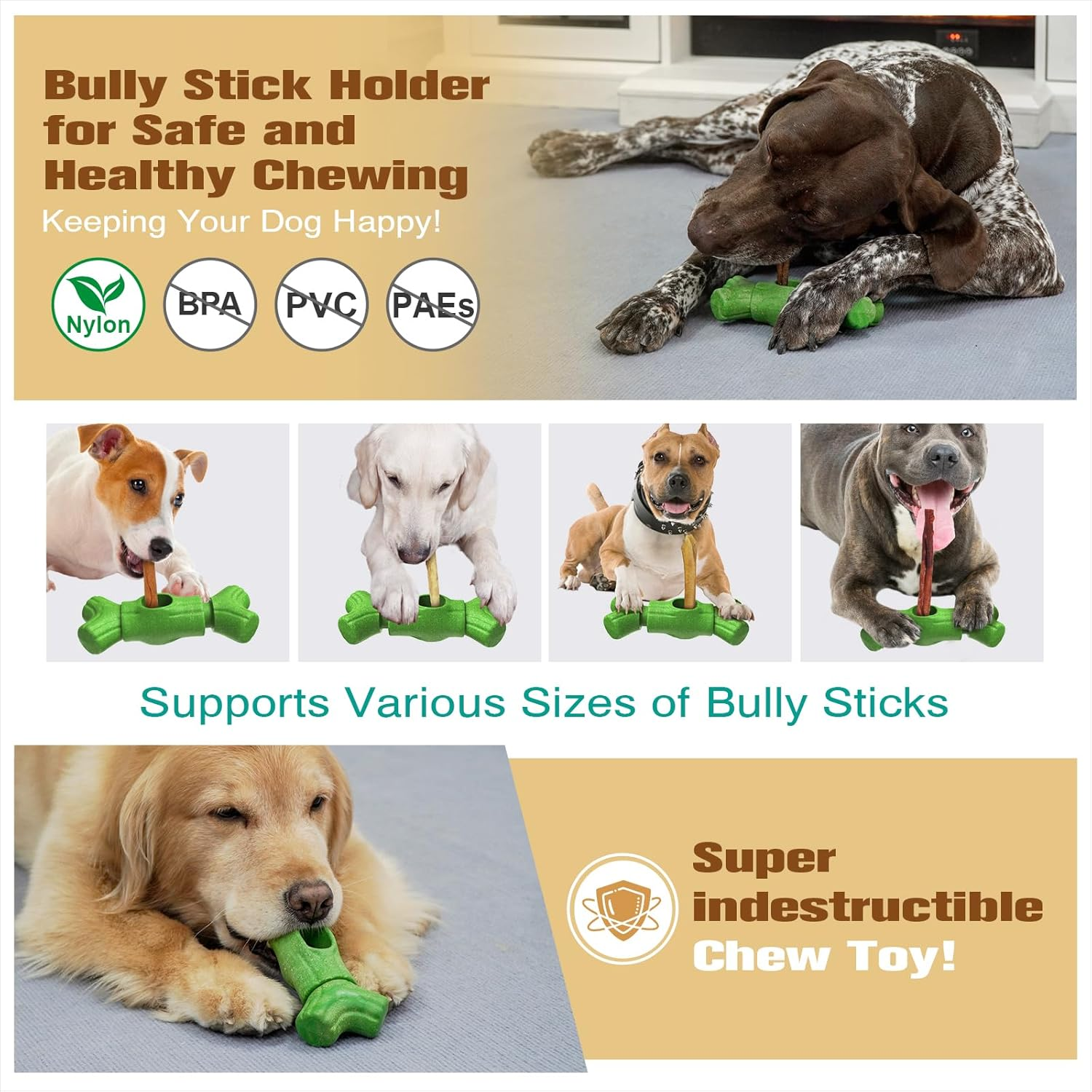KADTC 2 in 1 - Extra-Large Size Durable Dog Bully Stick Holder and Indestructible Chew Toy for Medium/Large Aggressive Chewers Breed Dogs image number 1