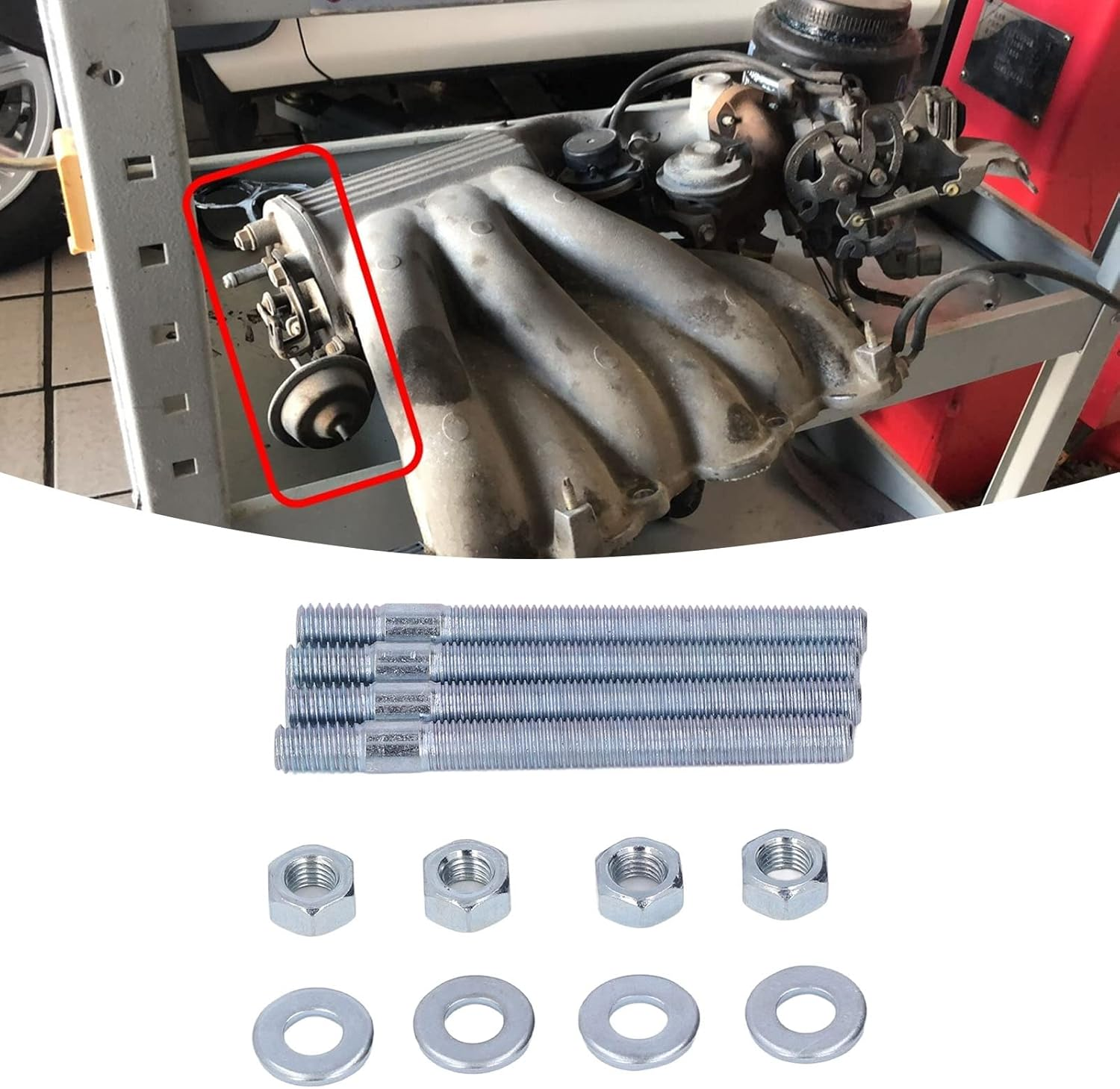 Carburetor Studs Set 3.5In with Spacers Steel Rustproof for Wide Application Carburetor Replacement image number 2