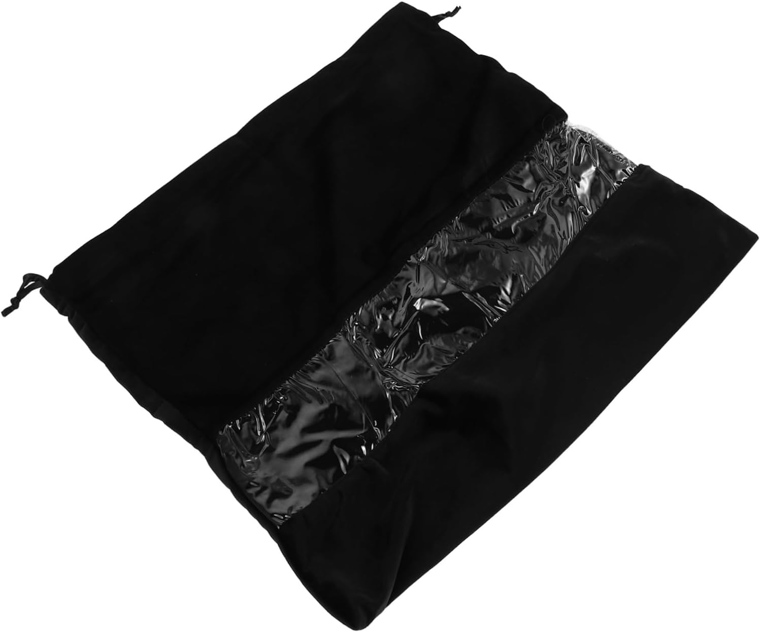 Portable Transparent Drawstring Dryer Bag Lightweight Velvet Dust Pouch for Hair Dryers Curling Tools Shoes and Purses Travel Friendly Organizer with Easy Access Closure Black