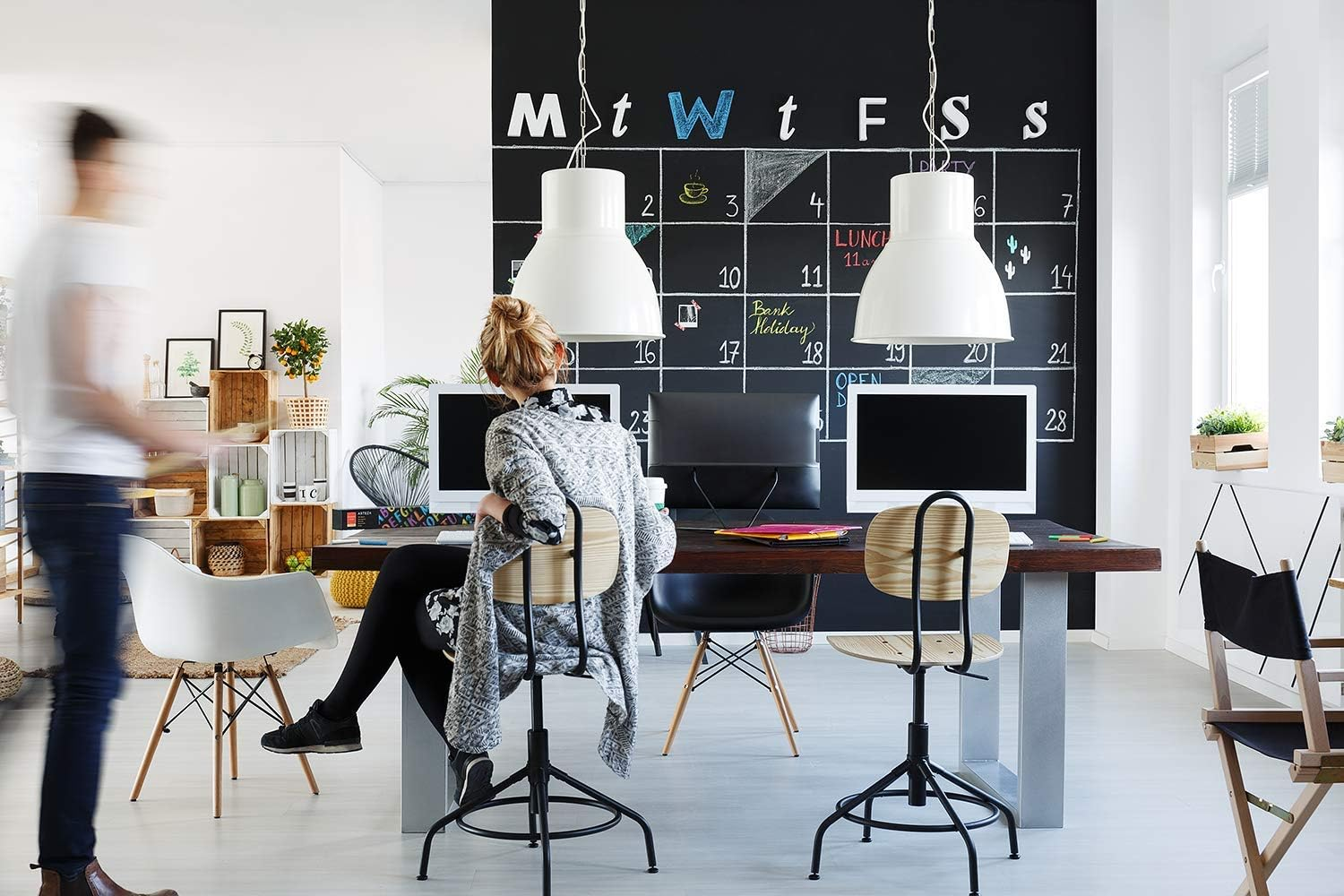 ARTEZA Chalk Board Sticker for Wall 16 Feet (17.7&rdquo;X196.9&rdquo;) - 8 Chalks - Strong Hold - Self Adhesive Chalkboard Contact Paper for Kids, Home Office image number 3