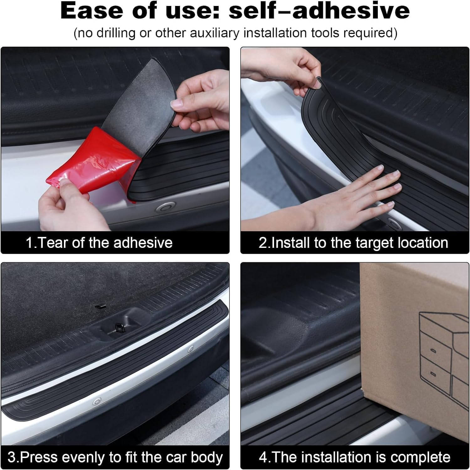 1Pc anti Scratch Rubber Rear Bumper Guard,Anti-Scratch Rubber Car Rear Bumper Cover Anti-Scratch Auto Trunk Door Entry Protector,41 X 3.54 Inch Trimmable, 0.16 Inch Thickness for Suv,Truck image number 2