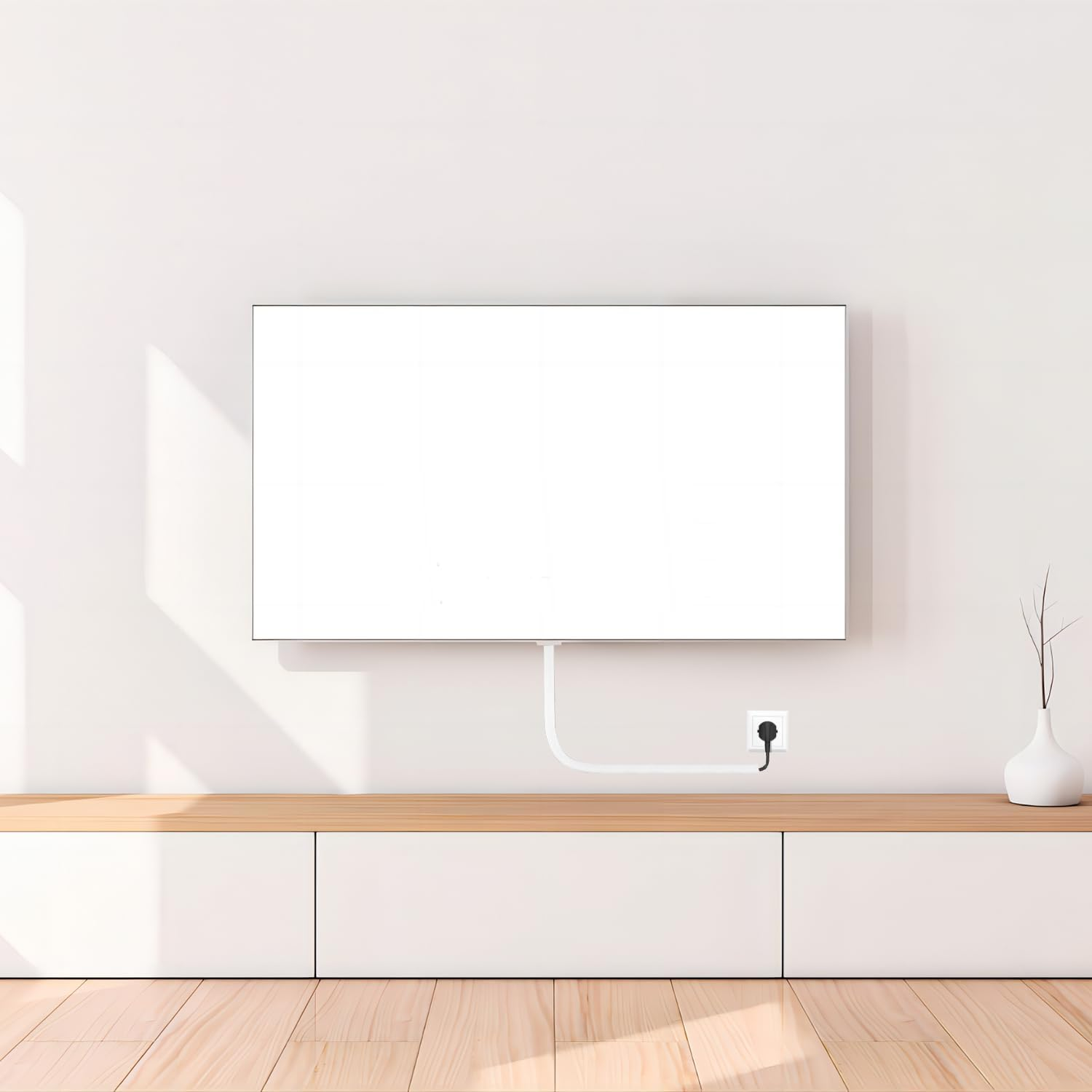 ADYAWEN 78 Inch Wall Cord Hider,Self-Adhesive Wire Cover Raceway for Walls, Flexible PVC Cable Concealer for Home and Office, Cord Protector W0.59 H0.39In - White image number 1