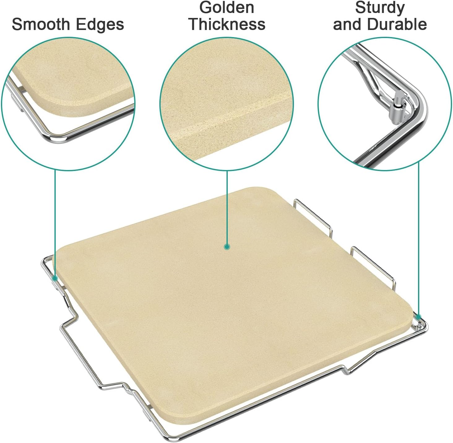 Pizza Stone with Stainless Steel Rack for Ninja Woodfire Outdoor Pizza Oven OO101, Thickened Durable Pizza Stone, Woodfire Pizza Oven Accessories for Ninja OO100 Series image number 1