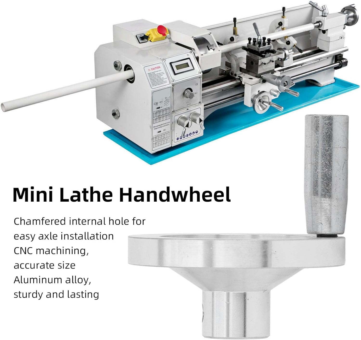 Revolving Handle Handwheel, CNC Aluminum Alloy for Mini Lathe, Chamfered Hole Design Easy Axle Installation on CJ0618A 7X12 image number 4