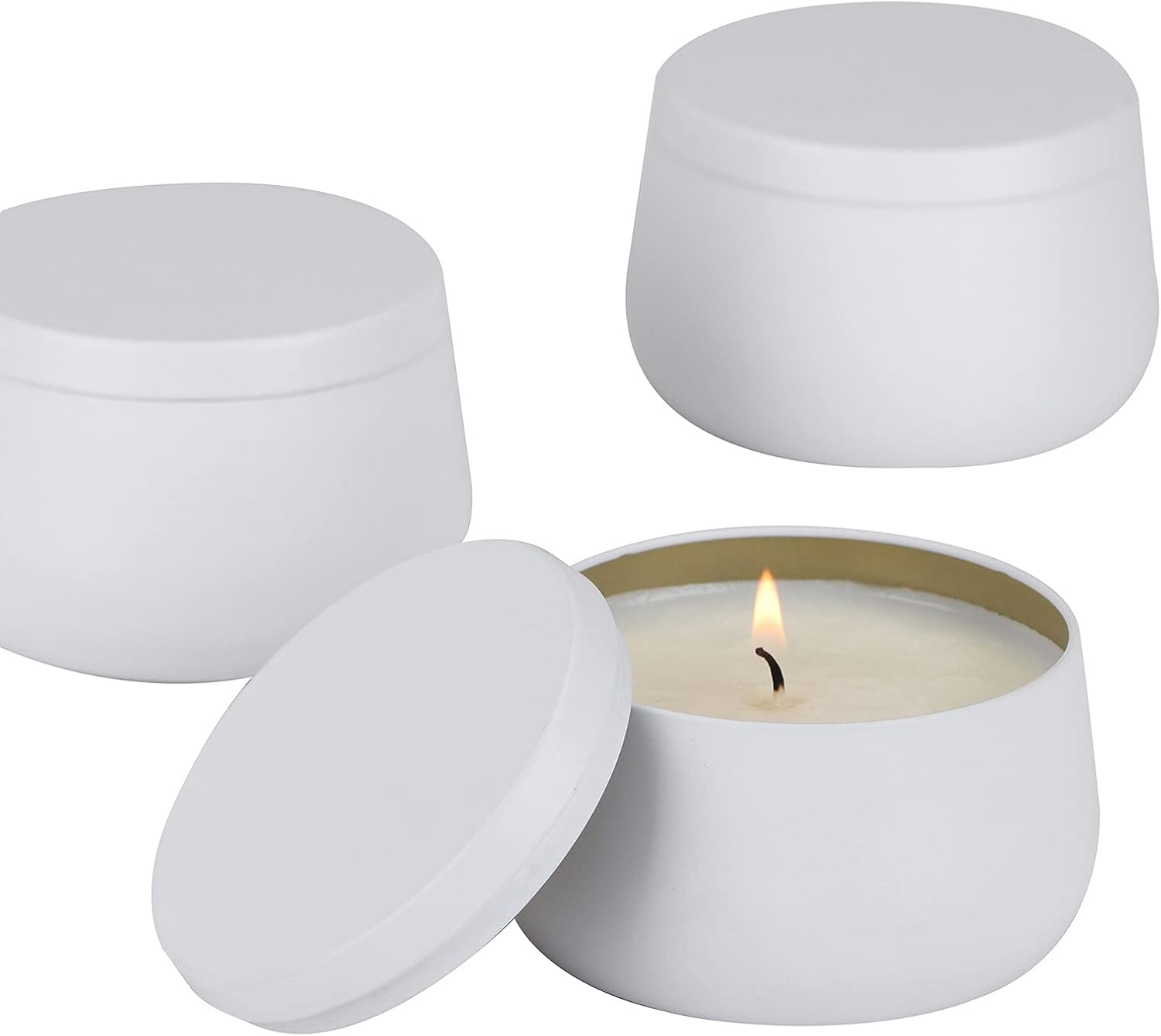 8Oz Candle Tins with Lids,White Candle Jars,Bulk Candle Tins for Making Candles,Candle Making Jars(24Pack, White) image number 6