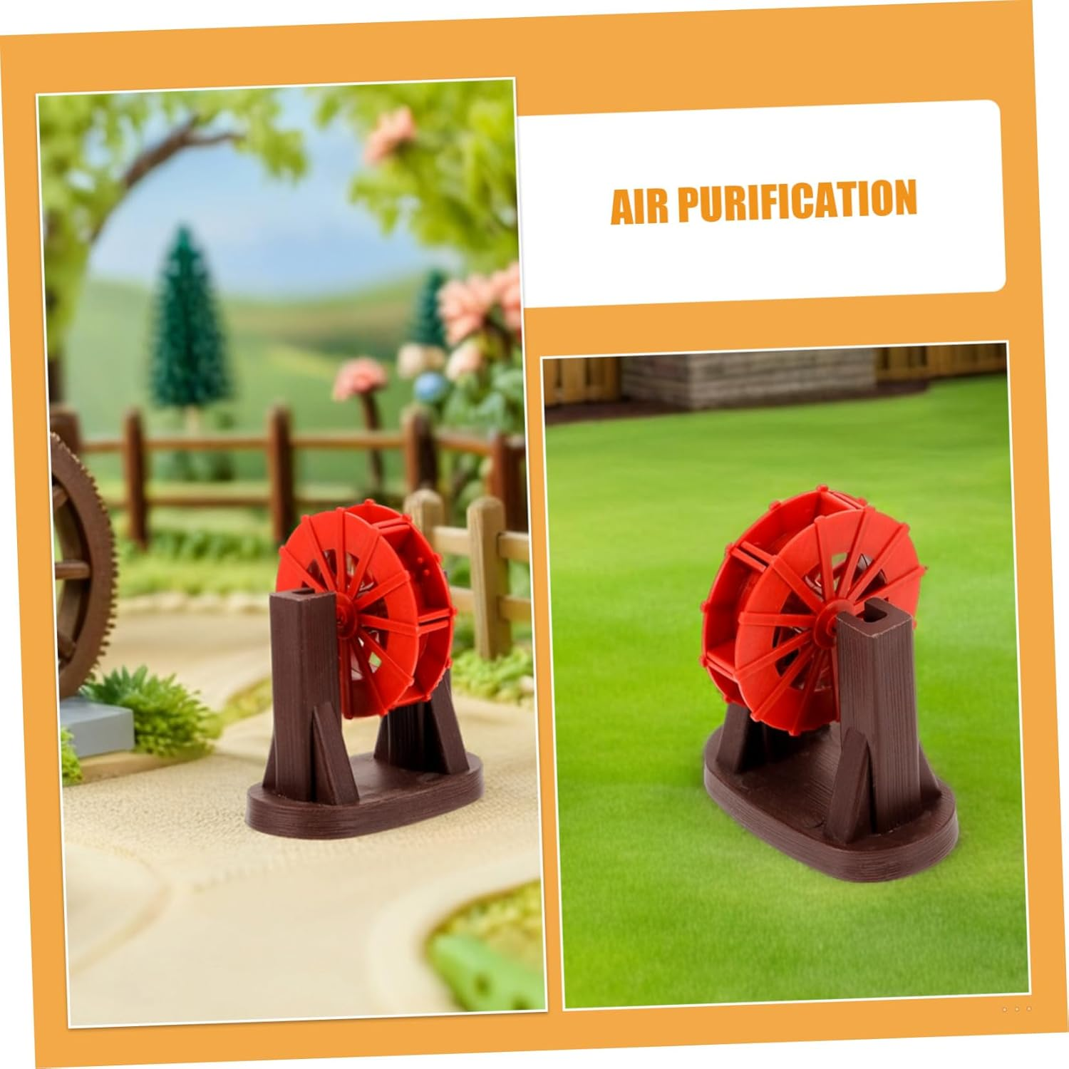 BESPORTBLE 2Pcs Mini Aquarium Water Mill Rotating Fountain Fish Tank Landscape Ornament for Zen Garden Desktop Decor Red Silent Operation Air Purification image number 1