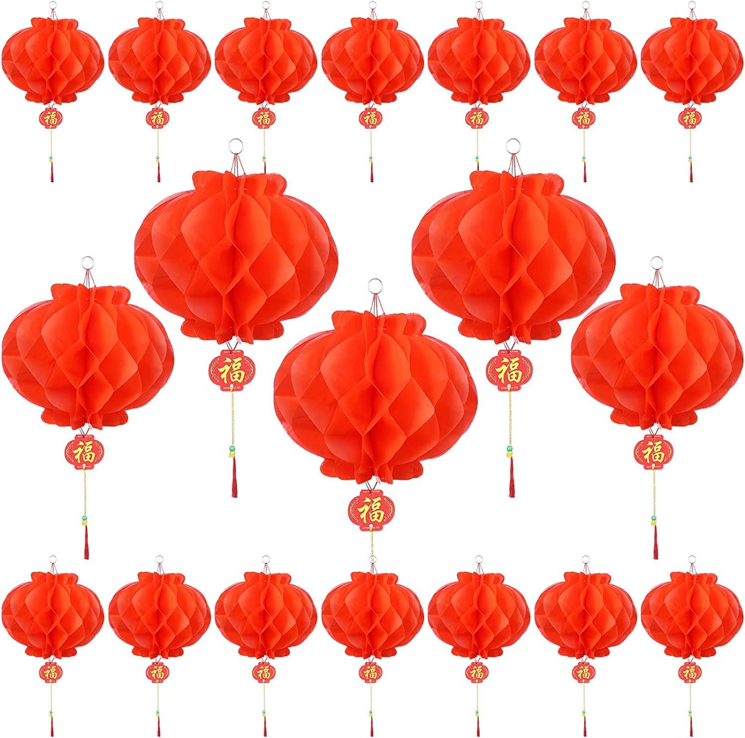 20 Pieces 10 Inch Chinese Red Paper Lanterns Festival Decorations for New Year, Spring Festival, Wedding and Restaurant image number 2