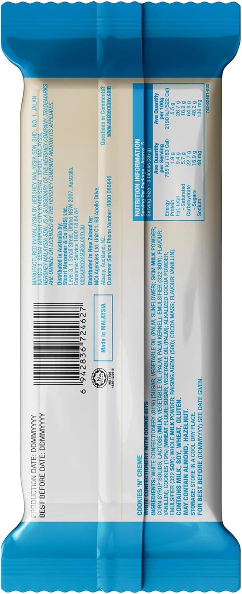 Hershey'S Cookies N Creme Block 170G image number 2