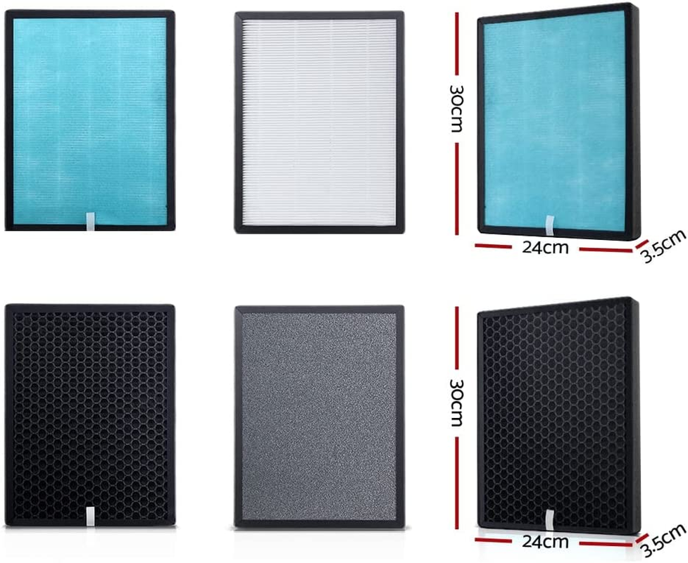 Devanti Air Purifier Replacement, 4 Layer Home Purifiers Hepa Filter Bedroom Freshener Cleaner Carbon Filters Office Kitchen Room Smart Equipment, 24Cm X 3.5Cm X 30Cm Multicoloured image number 3