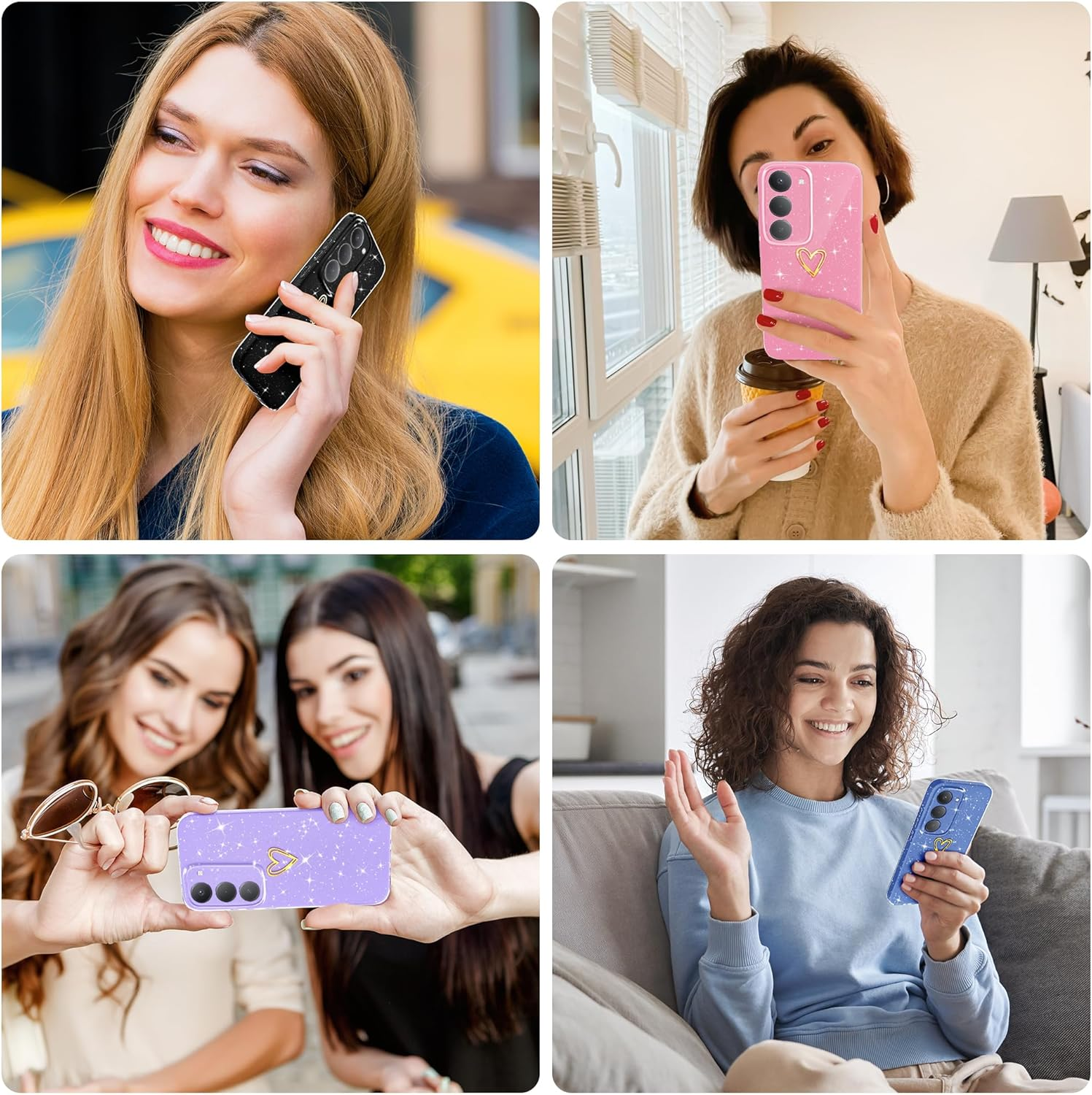 Yichxu Mobile Phone Case for Xiaomi Redmi 15 4G/5G Case Glitter Heart Love Silicone TPU Shockproof Protective Bumper Case Cover Shiny Ultra Thin Scratch-Resistant Protective Case for Redmi 15, Pink image number 5